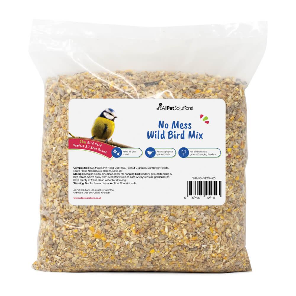 Premium No Mess Wild Bird Seed Mix - 2kg (4.4 lbs) - High Energy Blend for Wild Birds - Perfect for Bird Feeders, Gardens & Backyard Bird Watching