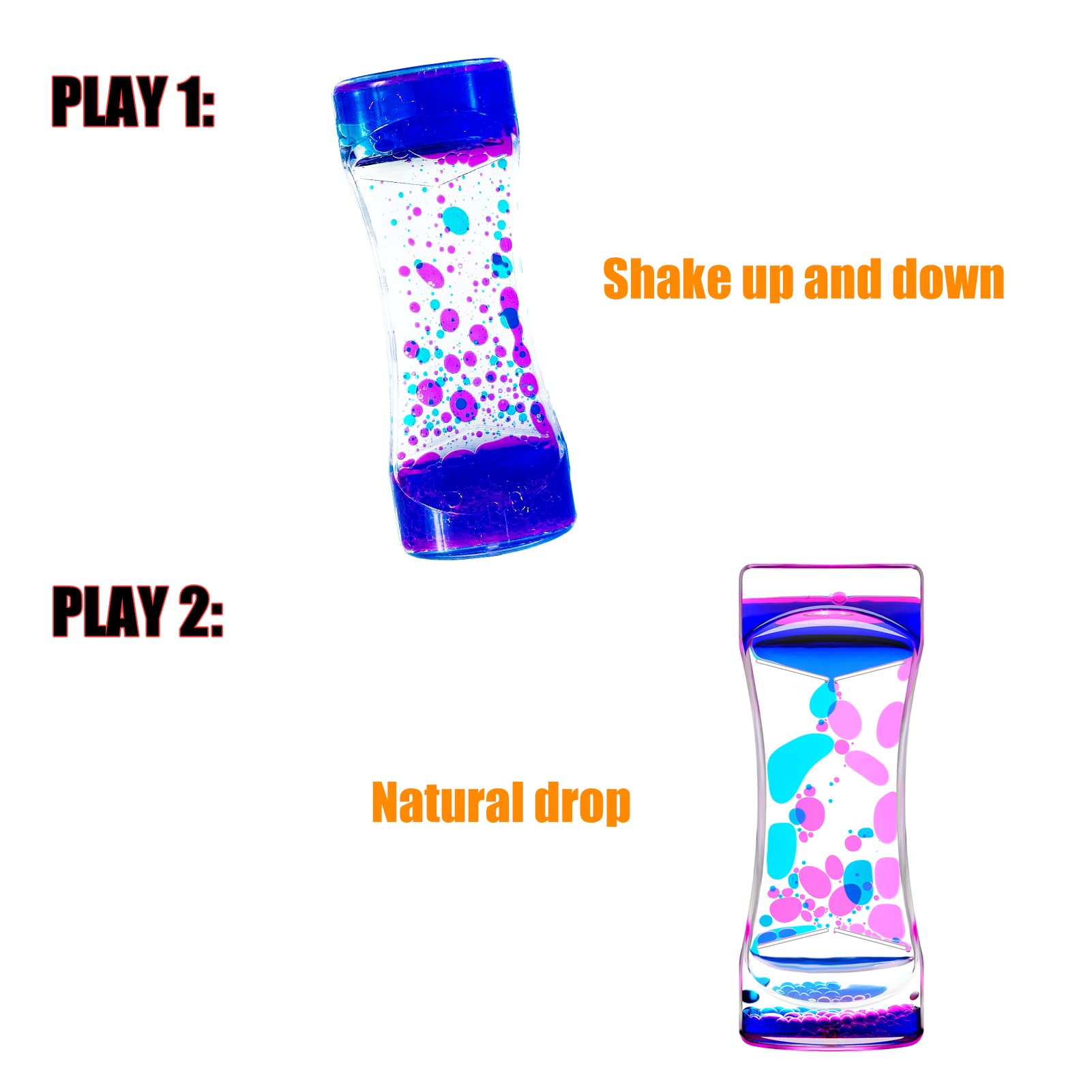 6-Piece Liquid Motion Bubbler Set - Rainbow Sensory Toys for Stress Relief & Focus | Oil Drop Water Hourglass Desk Decor for Home Office | Perfect Fidget Timer for Adults & Kids | Gift Box Included