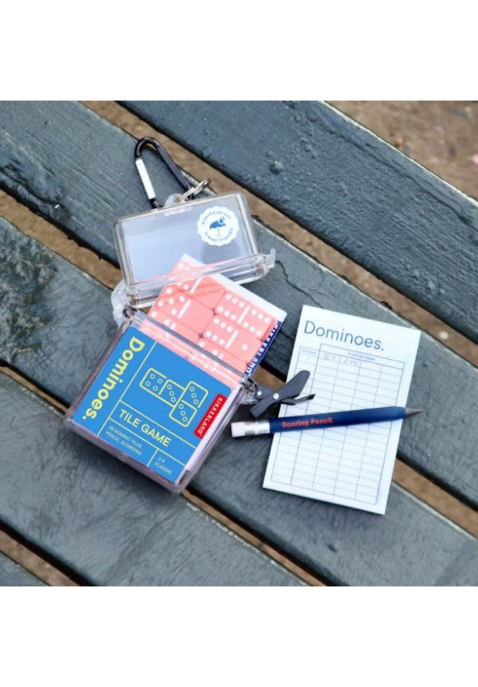 Kikkerland Waterproof Dominoes Set - Portable Travel Game for Camping, Beach & Outdoor Adventures - Fun Family Entertainment