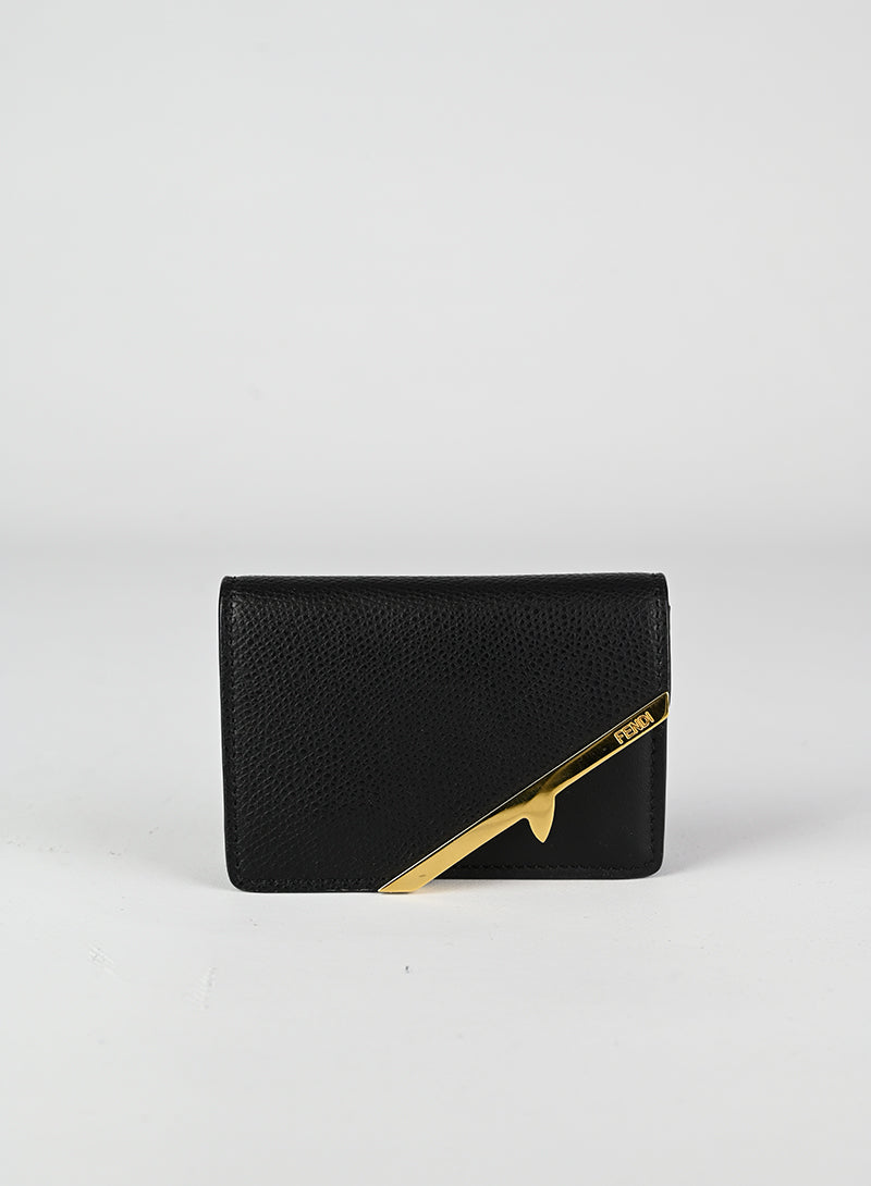 Fendi Leather Card Holder in Black - Stylish & Compact Wallet for Credit Cards, ID & Cash - Perfect for Everyday Use & Travel