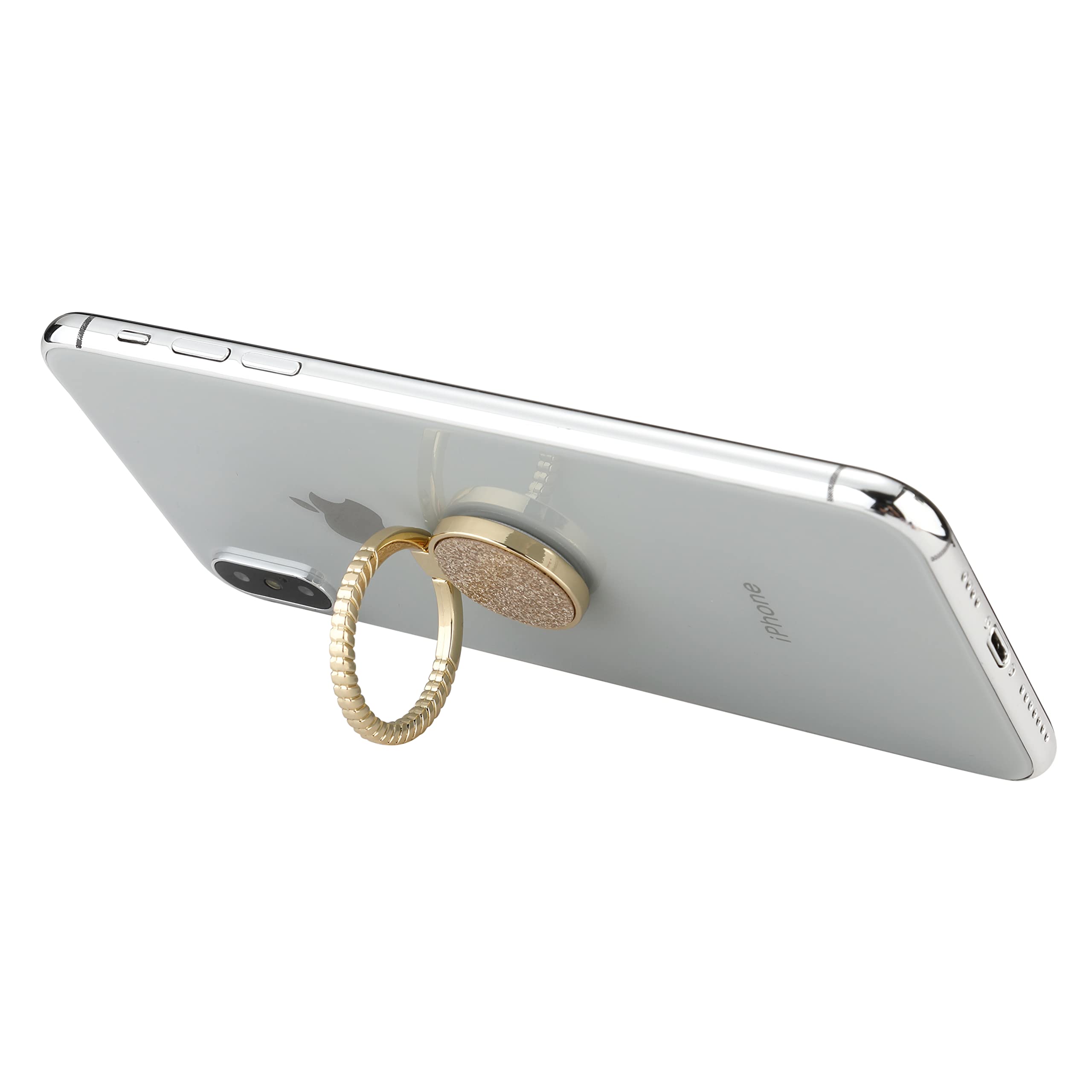 LAX Gadgets Sparkle Gold Cell Phone Ring Holder - Finger Grip & Stand for All Smartphones, iPhone & Android - Perfect for Hands-Free Viewing, Selfies & Secure Grip
