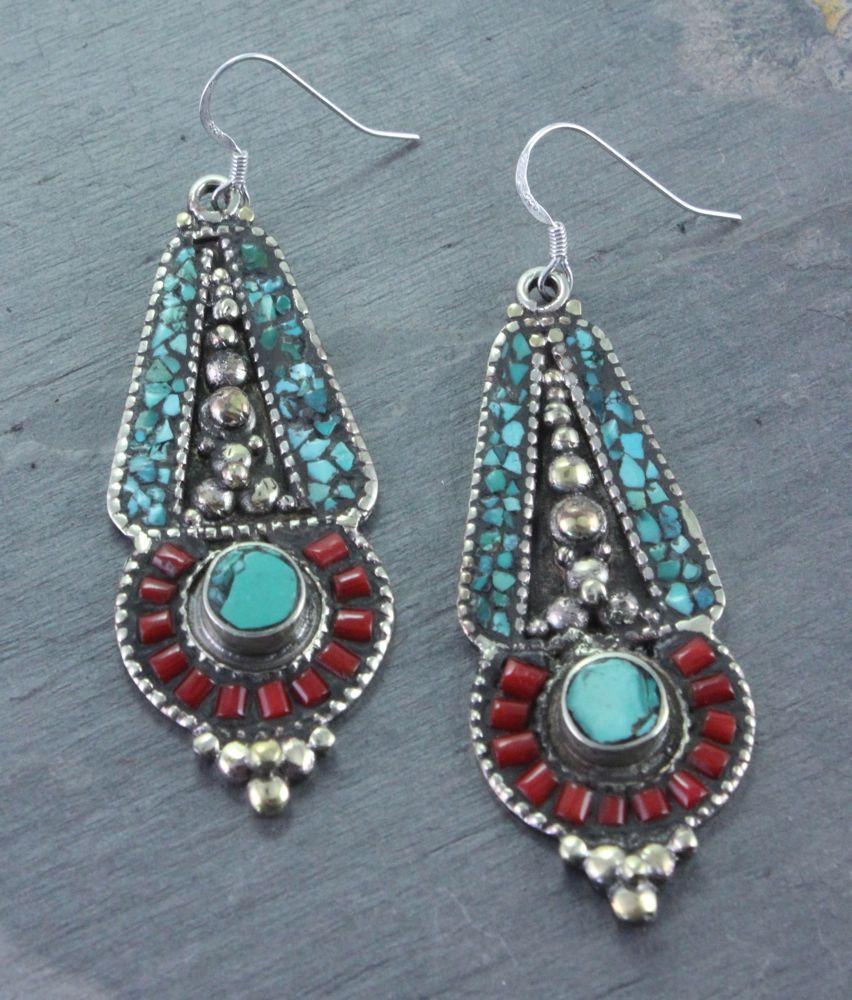 Amdo Tibetan Earrings – Handmade Silver Jewelry for Women, Traditional Ethnic Accessories – Perfect for Festivals, Weddings & Boho Fashion