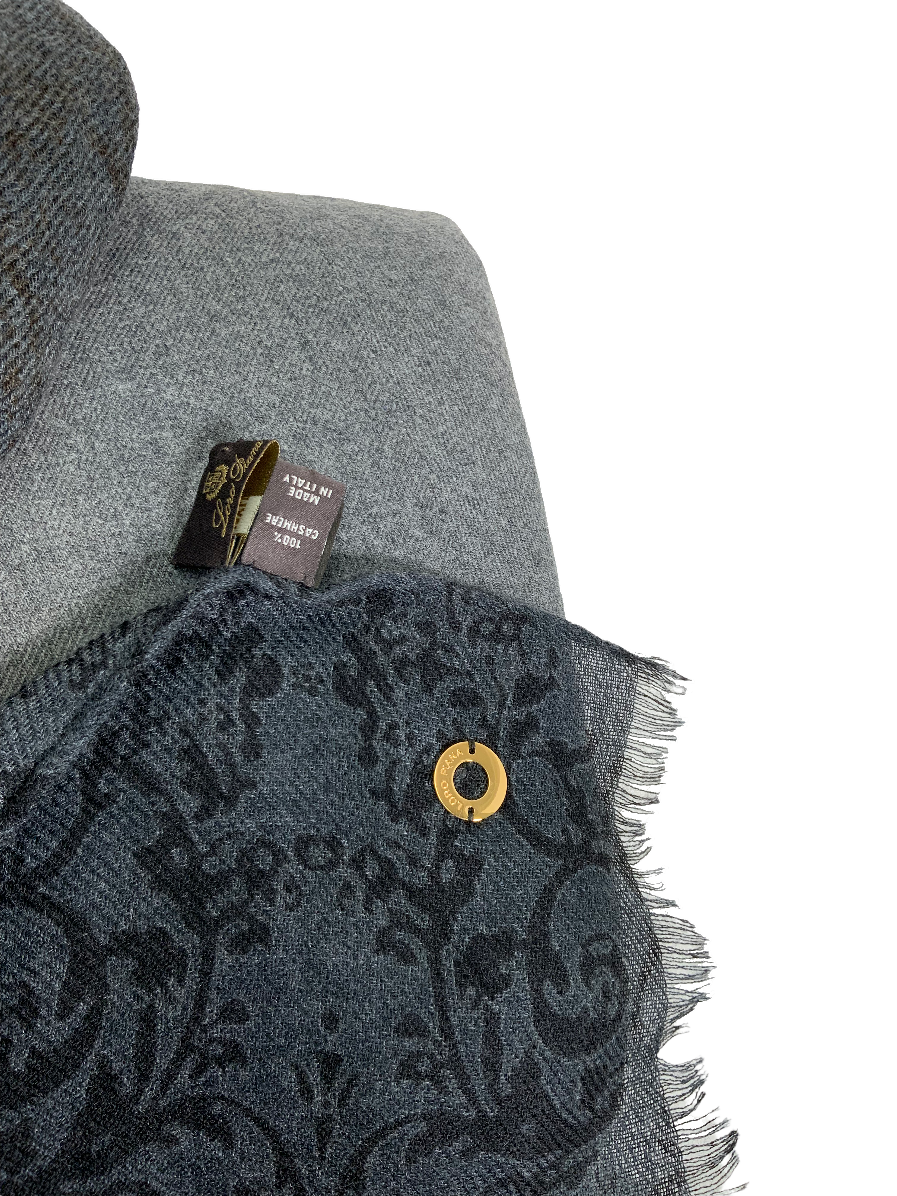 Loro Piana Floral Print Cashmere Scarf with Fringe - Soft Luxury Wrap for Women, Perfect for Winter Fashion, Office & Evening Outfits