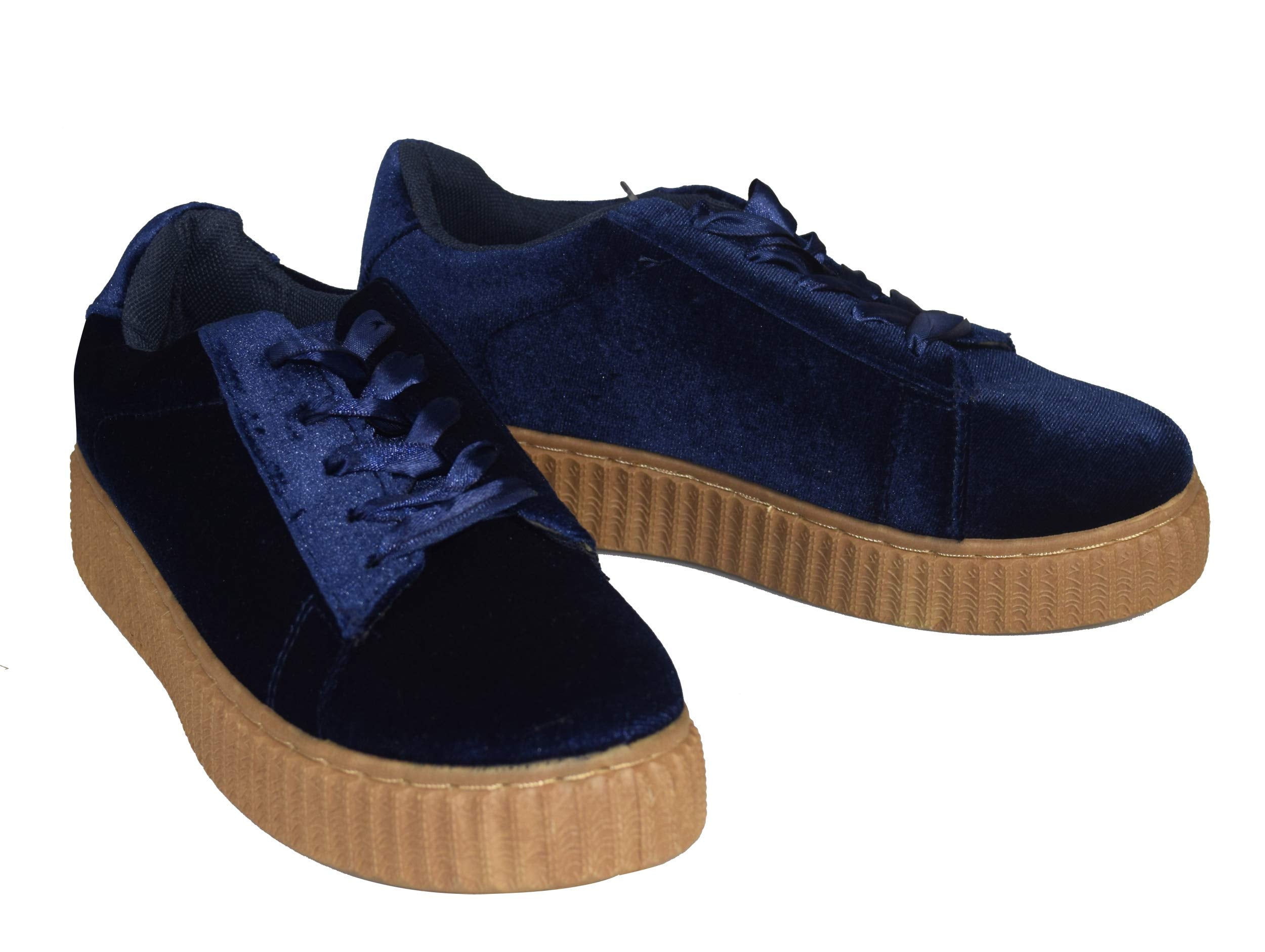 Women's Fashion Sneakers - Suede Flat Platform Lace-Up Casual Shoes for Walking, Work & Everyday Wear