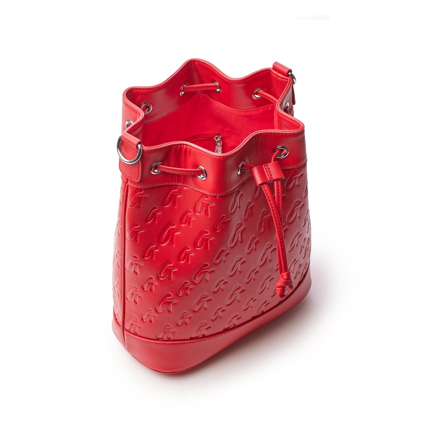 Large Monogram Bucket Bag - Stylish Red Leather Tote for Women | Perfect for Travel, Shopping & Everyday Use