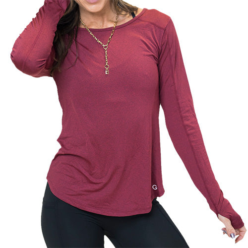 Performance Long Sleeve Shirt for Men & Women - Moisture Wicking & Breathable Activewear - Pomegranate Red | Ideal for Running, Gym Workouts & Outdoor Activities