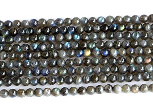 Natural Light Blue Labradorite Round Loose Stone Beads 10mm - 10 Inch Strand for DIY Jewelry Making, Necklaces & Bracelets | Gemstone Beads for Healing Crystal Jewelry & Spiritual Crafts (Code-MVG-30010)