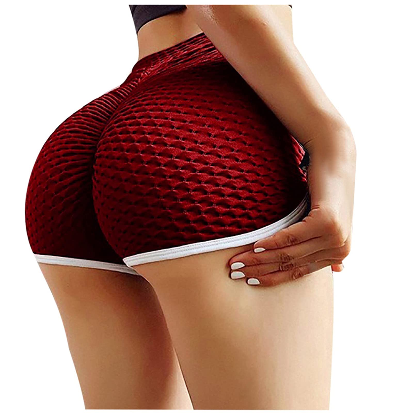 Women's High Waist Workout Shorts - Cross Waist Ruched Booty Lifting Gym Shorts with Tummy Control for Yoga, Running & Fitness | Athletic Biker Shorts for Women