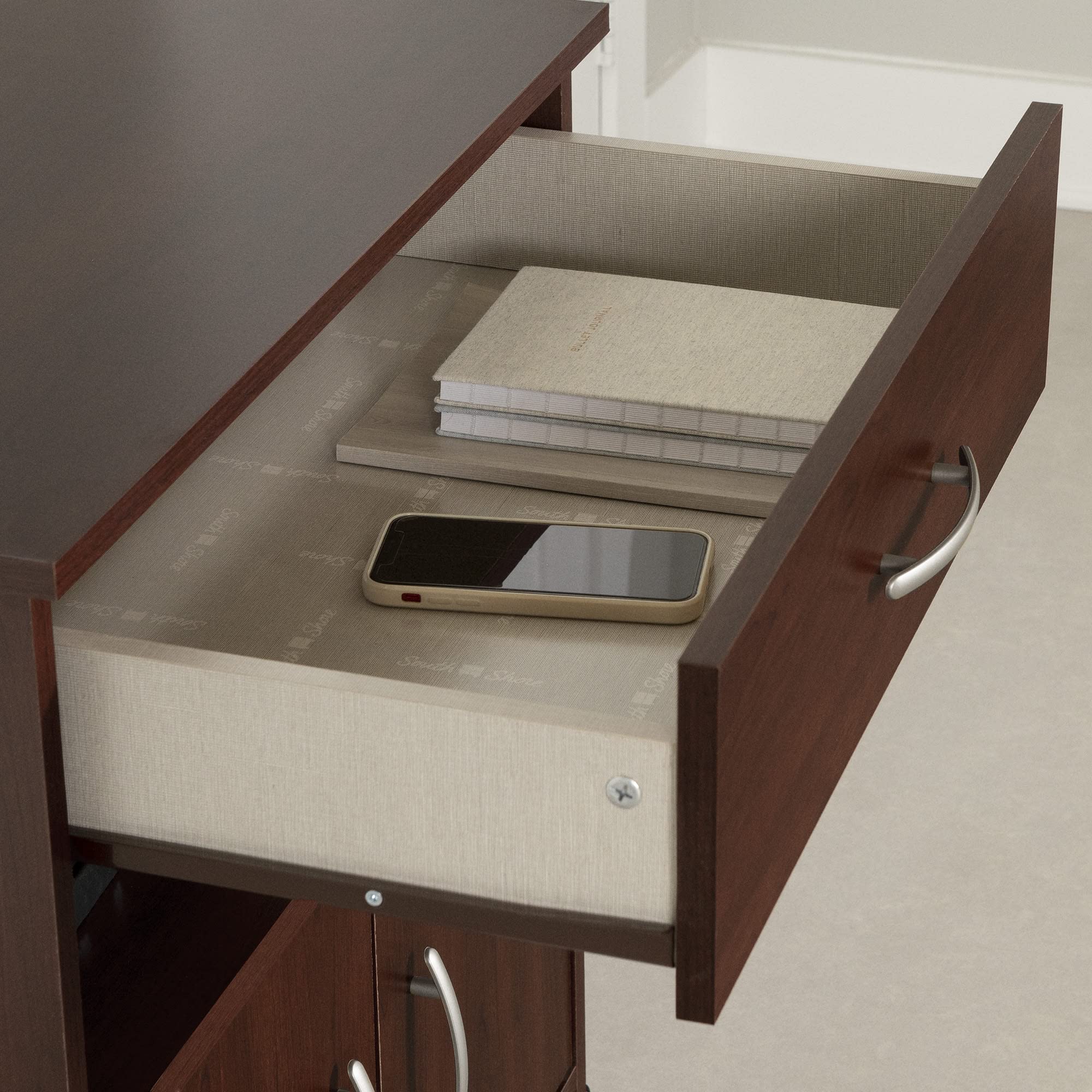 South Shore Axess Mobile Printer Cart with Wheels, Royal Cherry - Compact Rolling Desk Organizer for Home Office, School, or Workspace (Model 9052691)