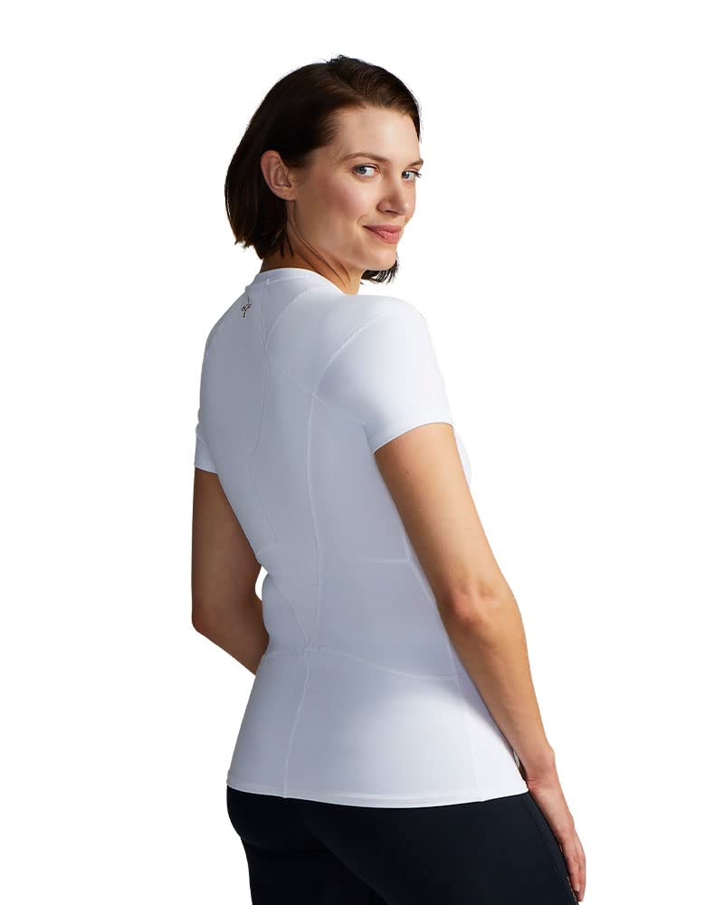 Tommie Copper Women's Posture Corrector Shoulder Support Compression Shirt - UPF 50 Sun Protection for Pain Relief & Better Alignment - Ideal for Yoga, Workouts & Daily Wear