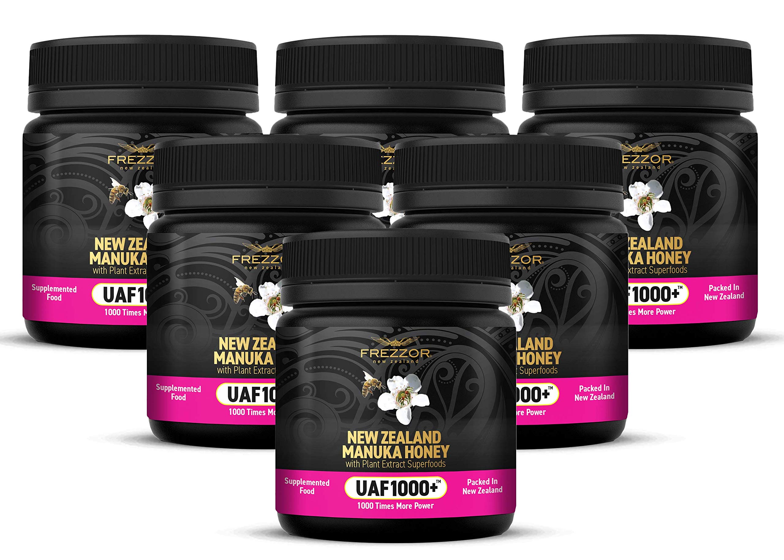 Premium Raw Manuka Honey UAF1000+ from New Zealand - 6x8.8oz Jars of Pure Superfood for Immune Support, Digestion & Skin Health | Perfect for Tea, Toast, Smoothies & Daily Wellness Routine