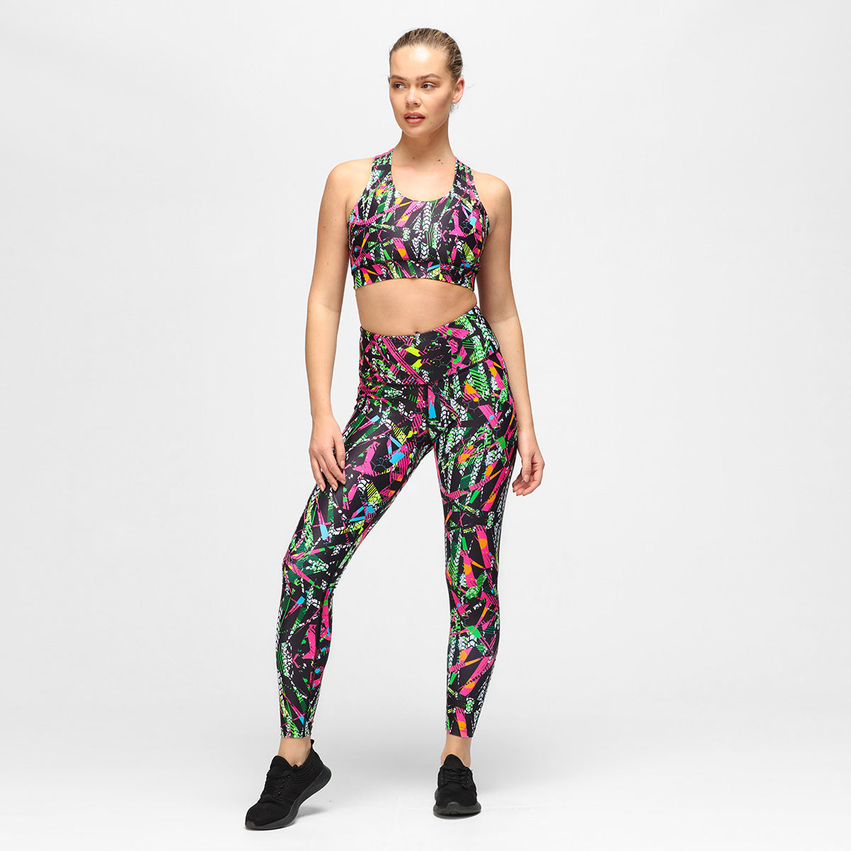 Clubbercise Retro Raver Leggings - 80s Inspired High Waist Workout Pants for Dance Fitness & Rave Parties - Perfect for Zumba, Aerobics & Nightclub Outfits