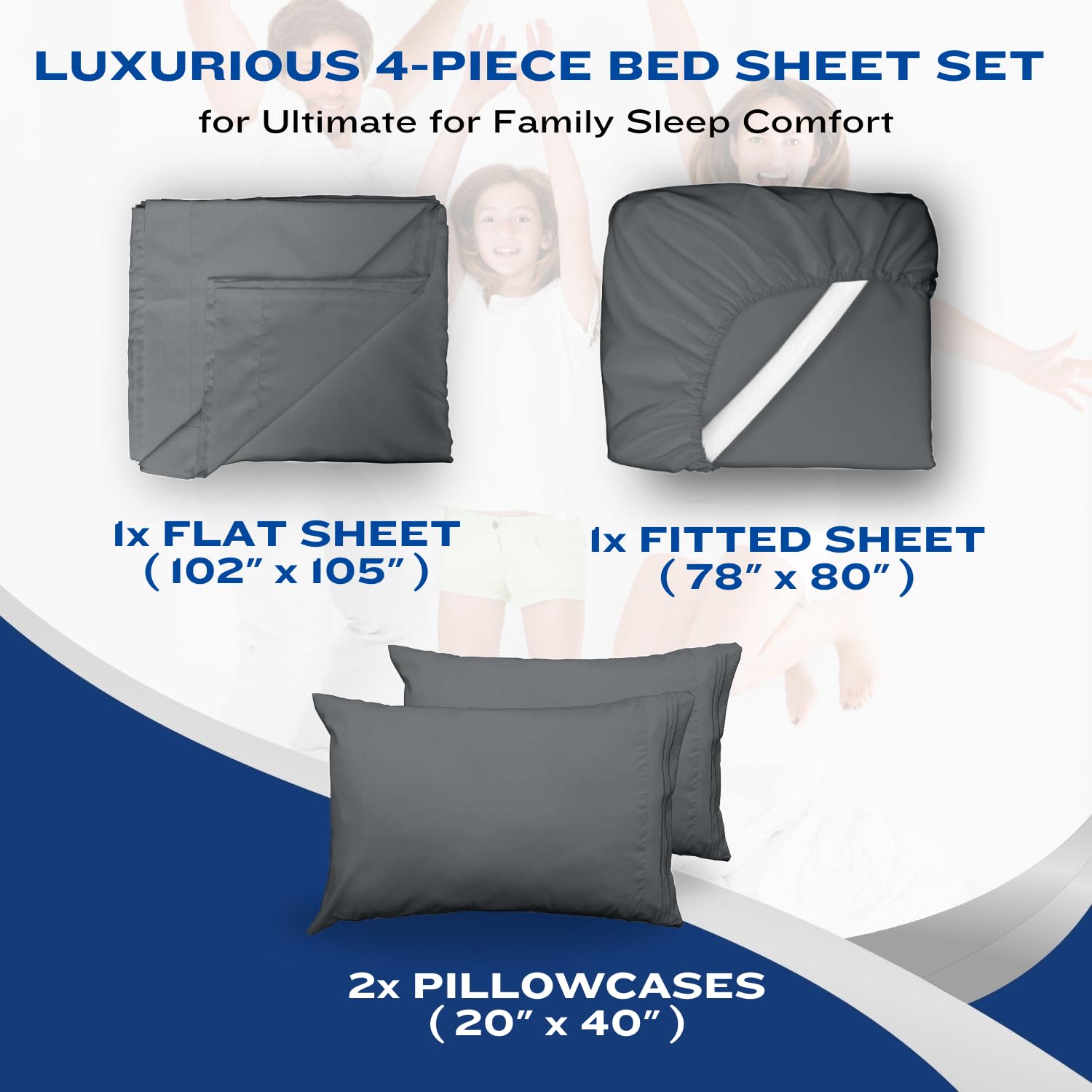 DREAMCAE Queen Size Sheet Set - 4 Piece Cooling Bed Sheets for Deep Pocket Mattress up to 15
