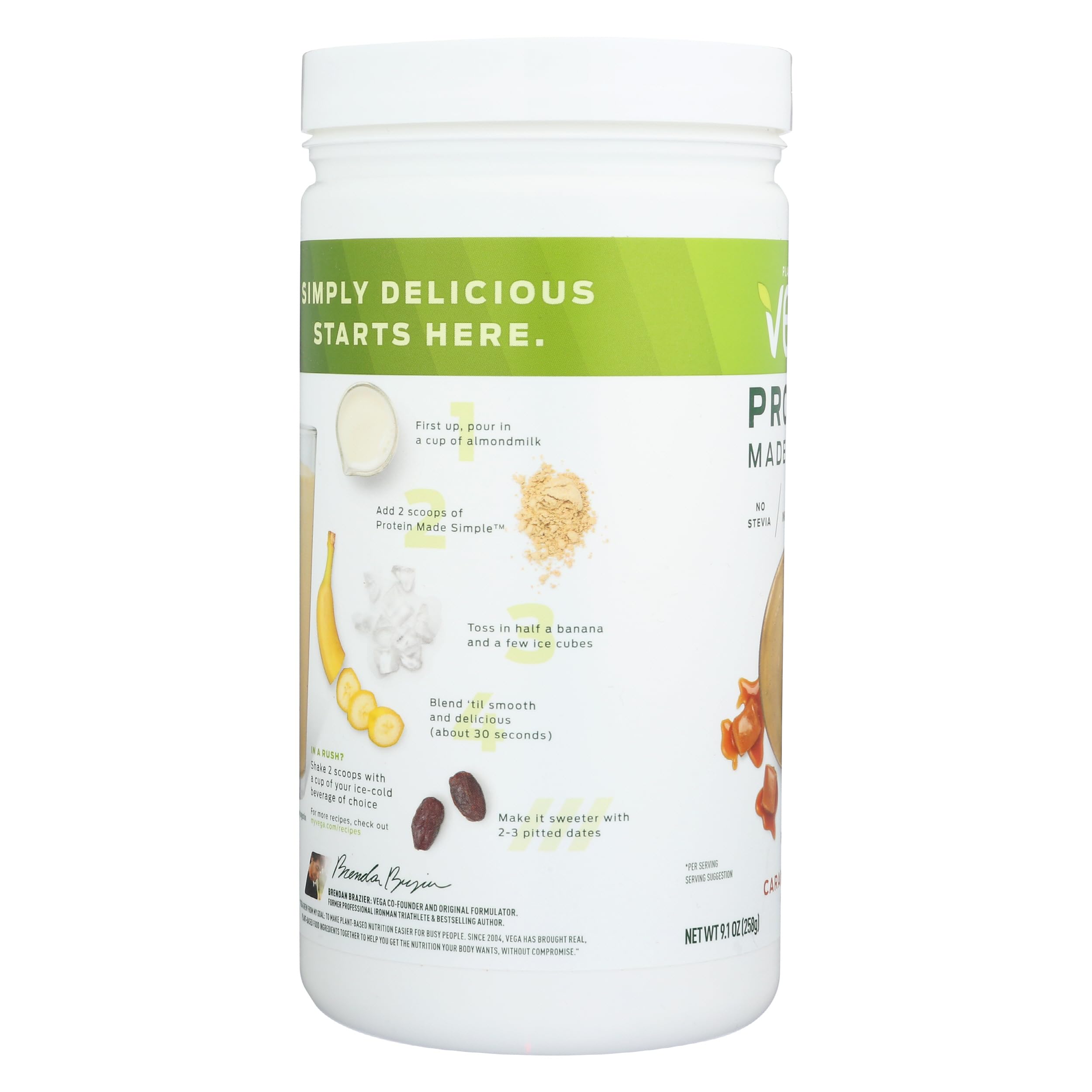 Vega Protein Powder - Caramel Toffee Flavor | Stevia-Free Vegan Protein Supplement | Plant-Based, Gluten-Free Pea Protein for Men & Women | 9.1 oz (Packaging May Vary) | Perfect for Post-Workout Recovery & Healthy Smoothies
