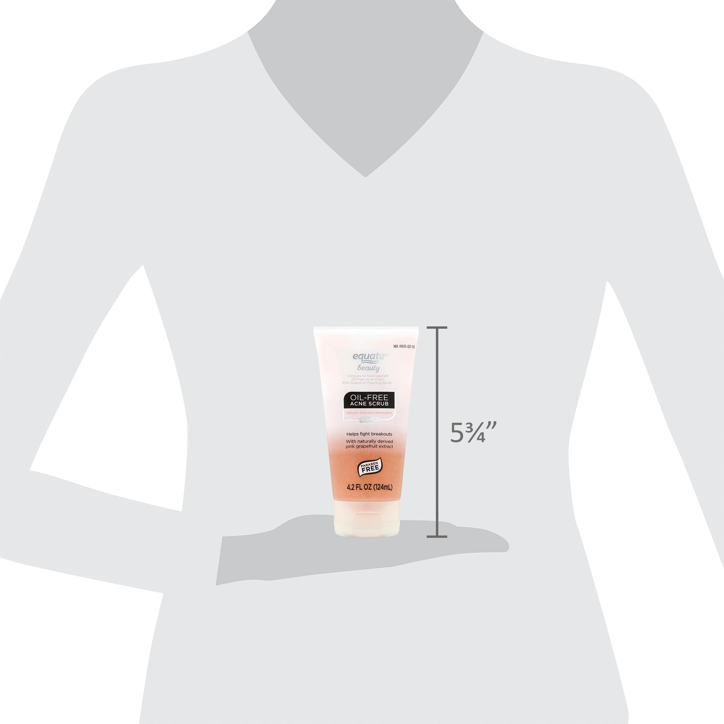 Equate Pink Grapefruit Foaming Acne Scrub 4.2 oz - Deep Cleansing Face Wash for Oily & Acne-Prone Skin - Exfoliating Facial Cleanser with Salicylic Acid - Perfect for Daily Skincare Routine & Travel Size