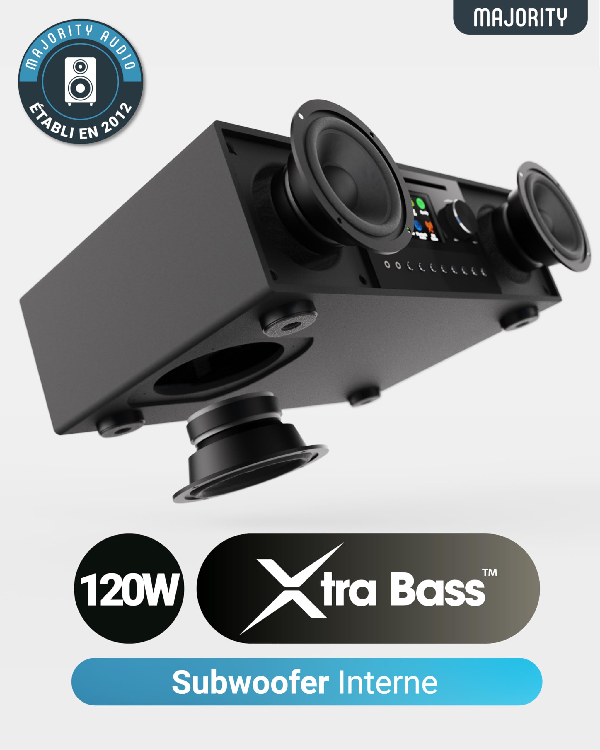 Majority Quadriga 2.1 Channel 120W Stereo System with Internet Radio, CD Player, FM/DAB+ Tuner & Powerful Subwoofer | Bluetooth Enabled | Spotify Connect & Podcasts | Perfect for Home Entertainment & Party Music (Black)