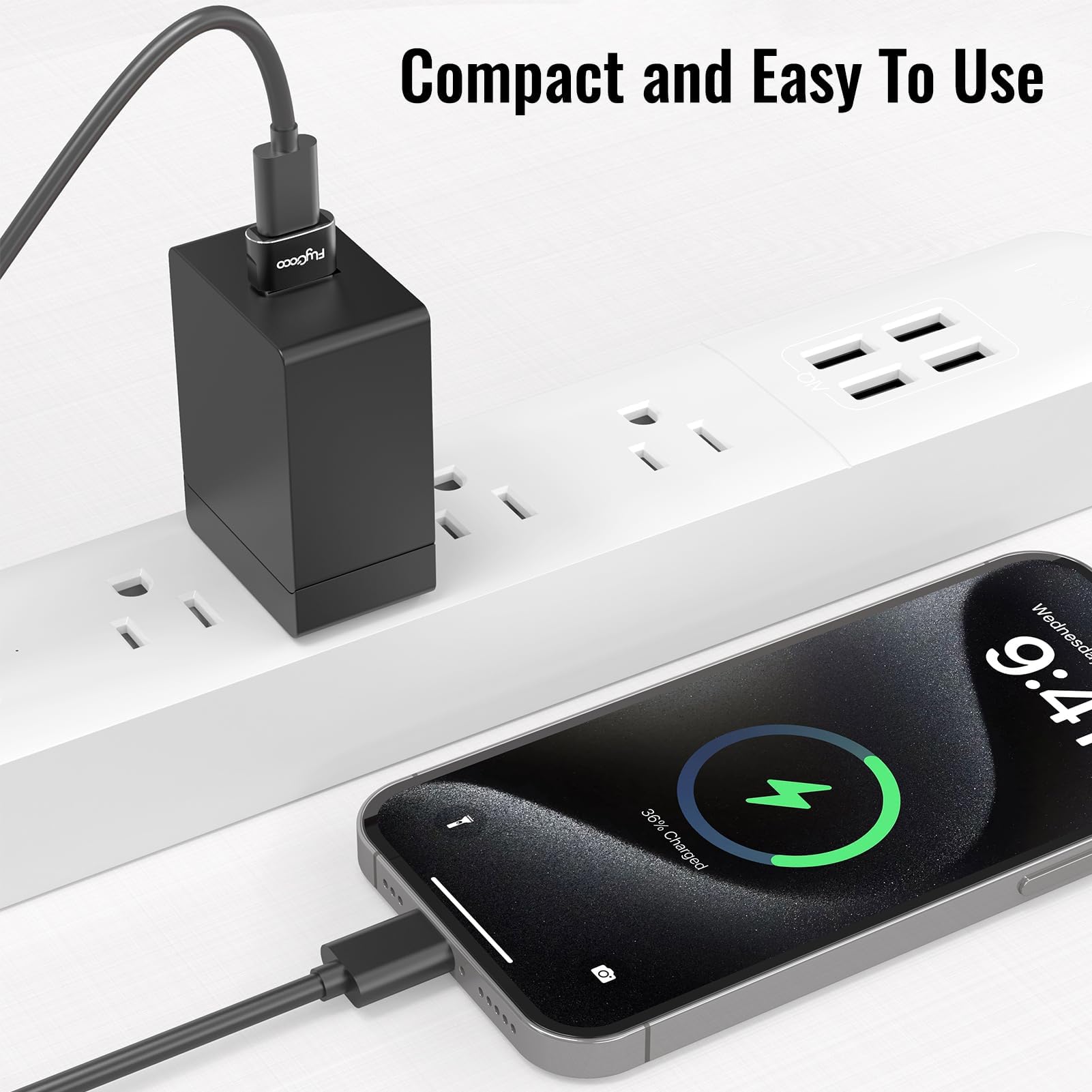 FlyCoco 6 Pack USB to USB C Adapter - USB C Female to A Male Converter for iPhone 16/15/14/13 Pro Max, Apple Watch Ultra 9/10, AirPods 3, iPad Air, Samsung Galaxy S24 - Fast Charging & Data Sync for Home, Car & Travel