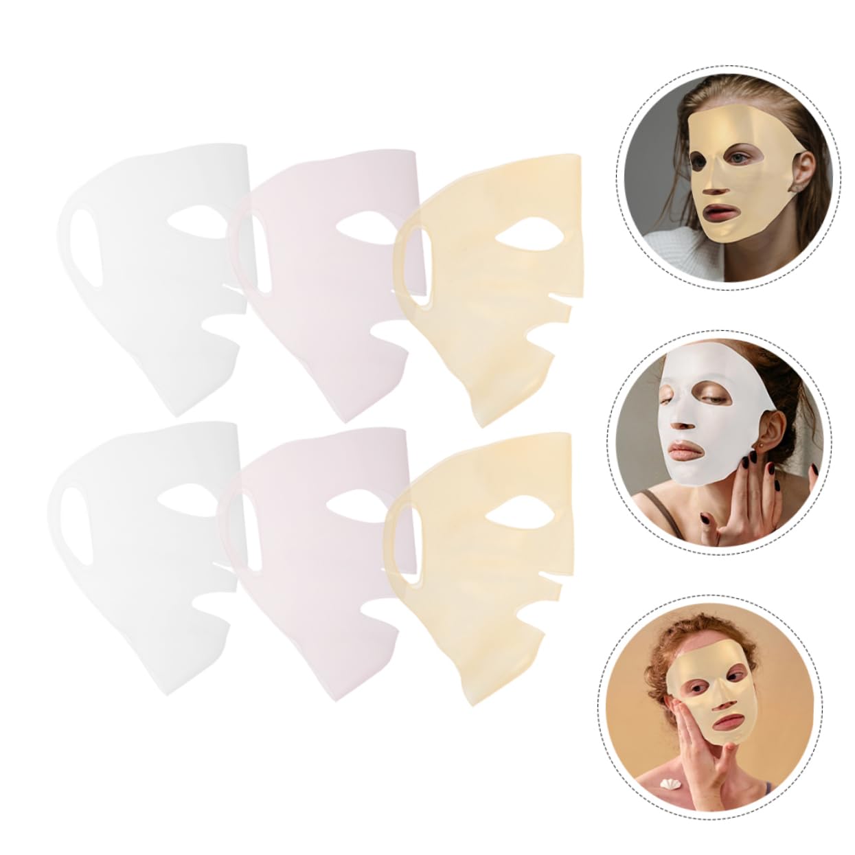 Minkissy 6-Pack Reusable Silicone Face Mask Cover - Overnight Collagen Lip & Beauty Care Mask for Hydration & Anti-Aging | Perfect for Nighttime Skincare, Spa Treatments & At-Home Facial Therapy