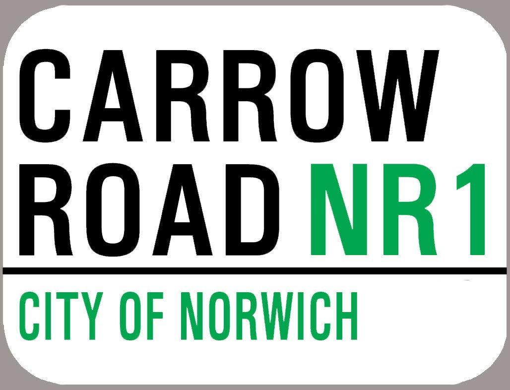 Norwich Carrow Road Metal Street Sign - 8x12 Inch Aluminum Plaque for Home, Office & Man Cave Decor - Perfect for Football Fans & Sports Memorabilia Collectors