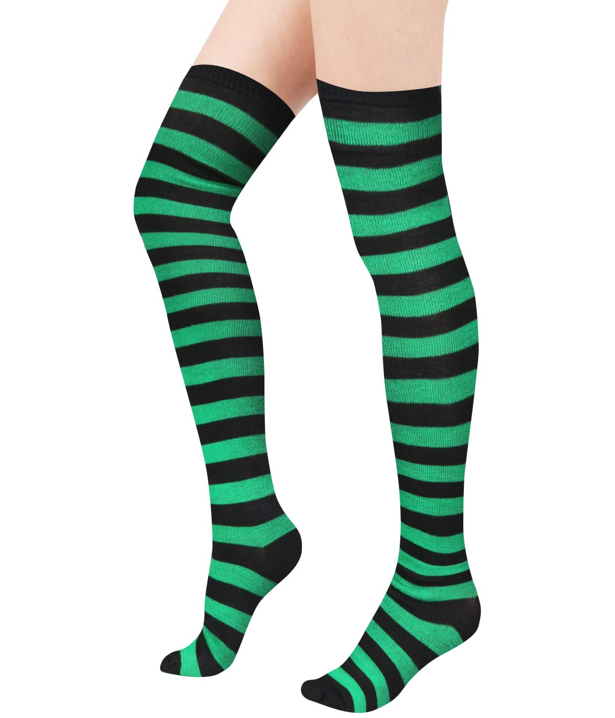 Women's Striped Thigh High Socks - Funny Knee High Athletic Tube Socks for Girls - Novelty Halloween Cosplay Stockings - Perfect for Costumes, Dance, and Winter Outfits