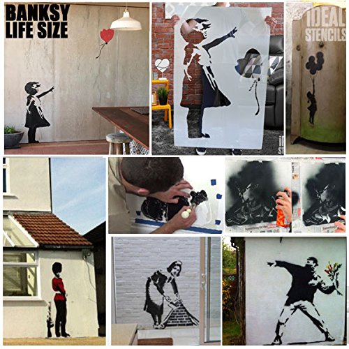 Banksy Flying Balloon Girl Stencil - Large Reusable Wall Art Template for DIY Painting, Home Decor & Craft Projects (22.5x78cm) | Perfect for Canvas Art, Street Art Murals & Creative Wall Designs