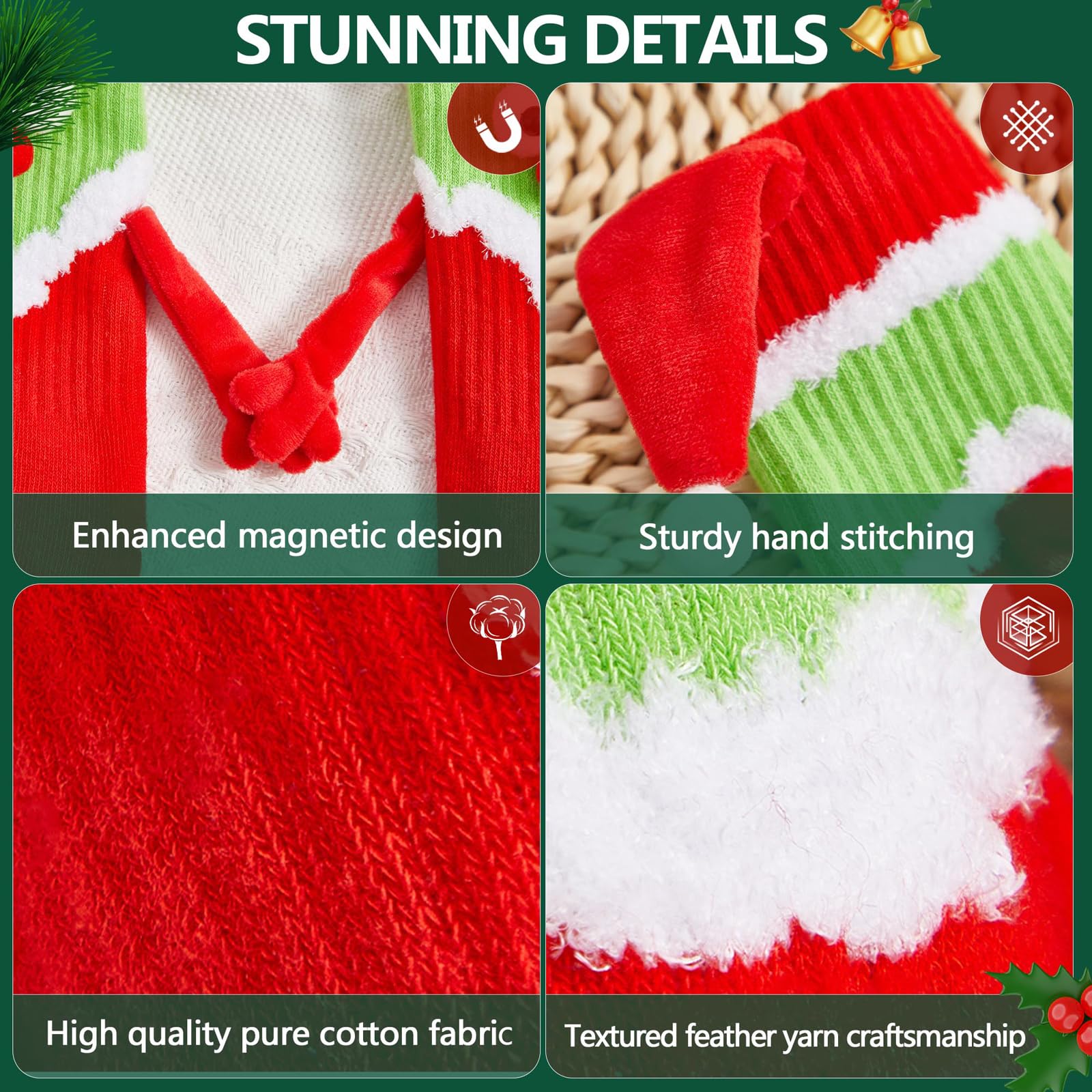 Awoscut Holiday Stockings - Cute Matching Christmas Socks for Couples, Family & Kids | Novelty Hand-in-Hand Design | Perfect Festive Gift for Adults & Children | Great for Christmas Parties, Family Gatherings & Holiday Photos