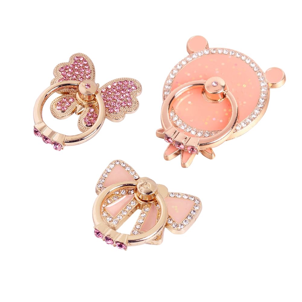 4-Pack Butterfly Bow Red Phone Ring Holder - Adjustable Universal Finger Stand for iPhone, Samsung & More - Perfect for Valentine's Day Gifts, Selfies & One-Hand Use