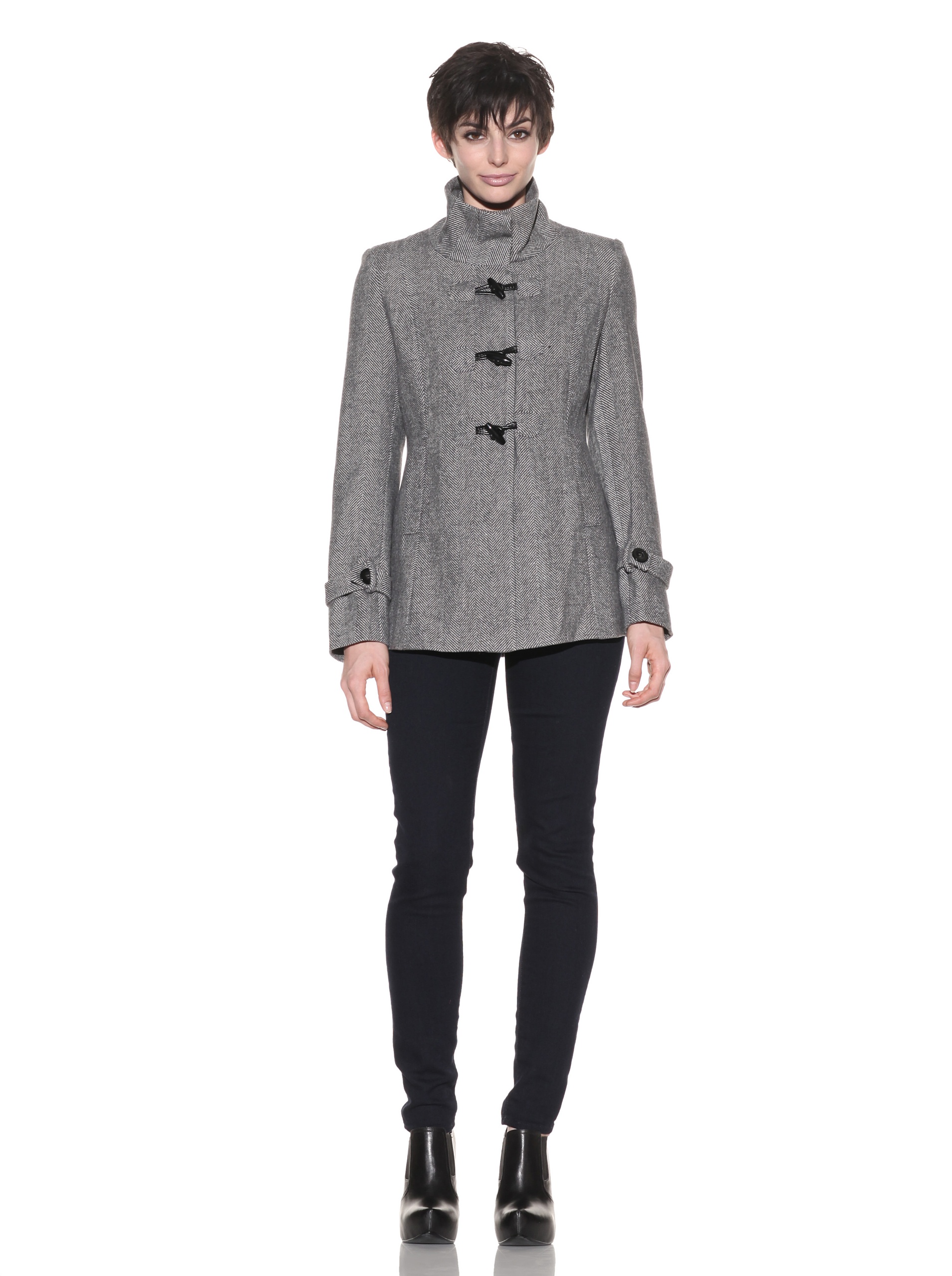 Women's Wool Funnel-Neck Toggle Coat - Winter Warm Long Jacket for Women - Cozy Outerwear for Office, Travel & Casual Outings