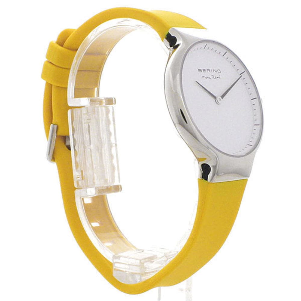 BERING 15531 Women's Watch - 600 MAX RENE Polished Silver Case with Yellow Rubber Strap | Elegant Fashion Accessory for Everyday Wear & Special Occasions