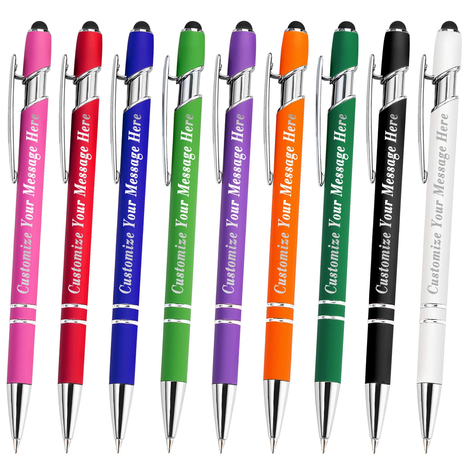 Custom Engraved Stylus Pens with Logo - Personalized Ballpoint Pens for Business, Christmas, Graduation & Birthday Gifts - Black Ink Medium Point (24 Pack, Light Green) - Perfect for Corporate Events, Promotions & Office Supplies