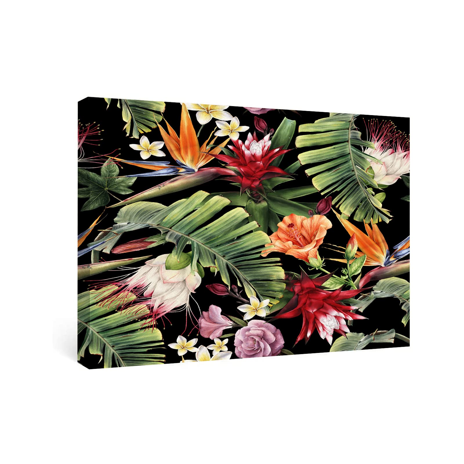 Tropical Floral Wall Art - Farmhouse Decor for Living Room & Kitchen - 8x12 Inch Framed Canvas - Ready to Hang for Boho Home