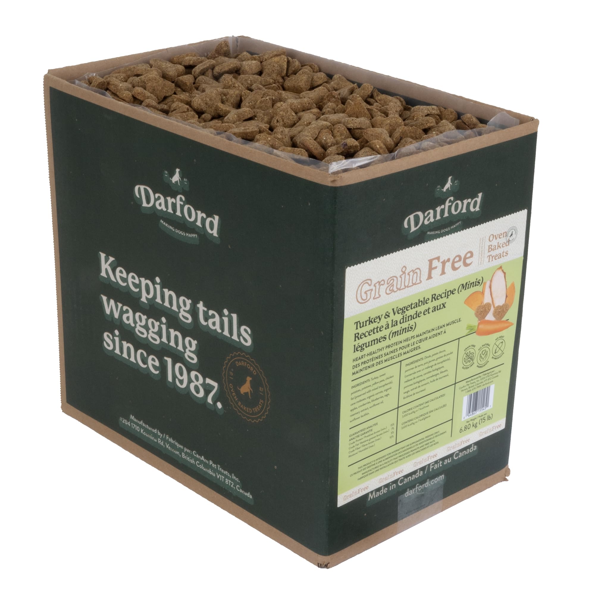 Grain Free Dog Treats with Turkey & Mixed Vegetables - 15 lb Bag - Healthy Natural Snacks for Small & Large Dogs - Perfect for Training, Rewards & Daily Treats