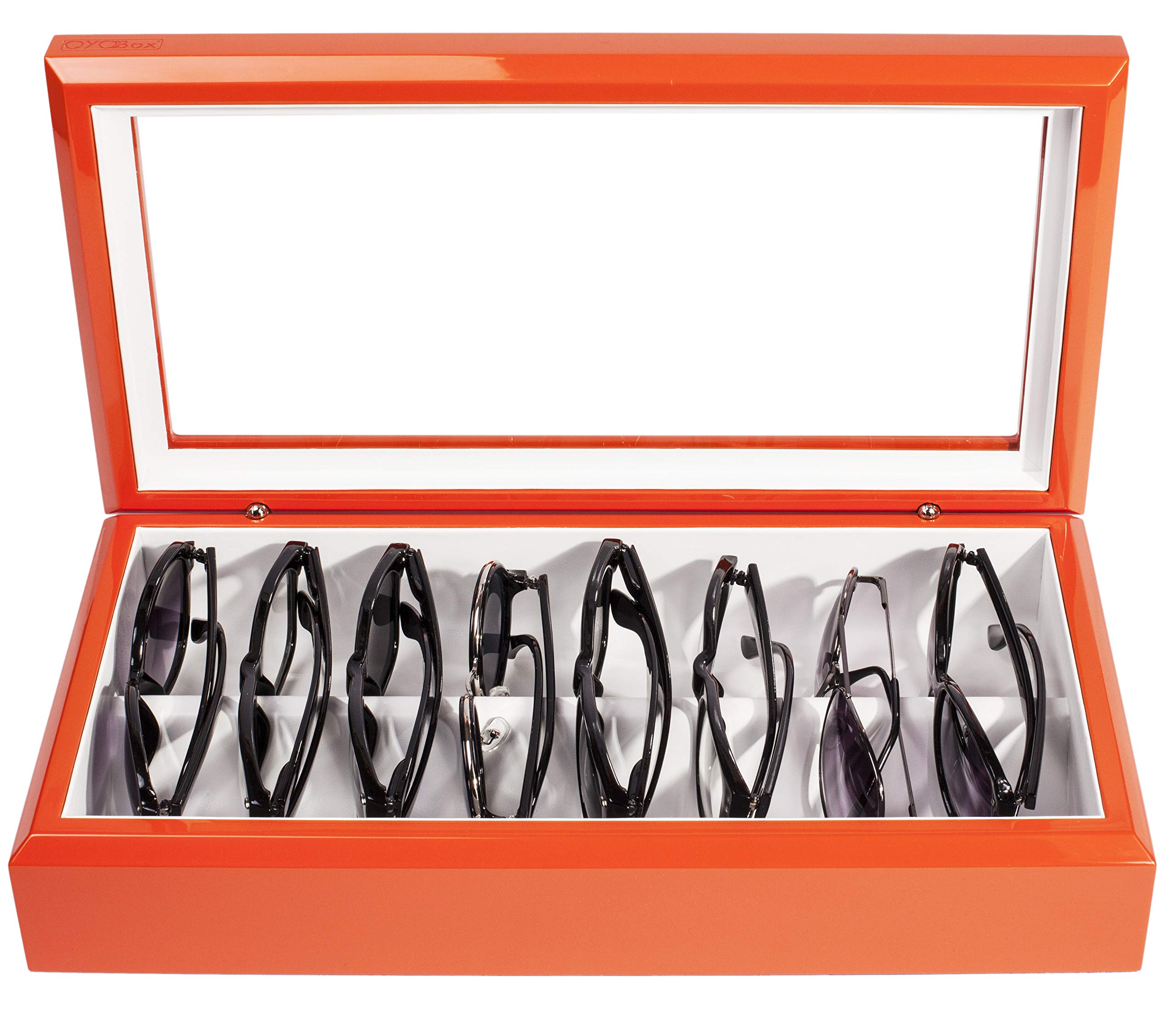 Premium Wooden Eyewear Organizer Box - Lacquered Sunglasses & Glasses Storage Case - Perfect for Home, Office, and Travel Accessories Organization