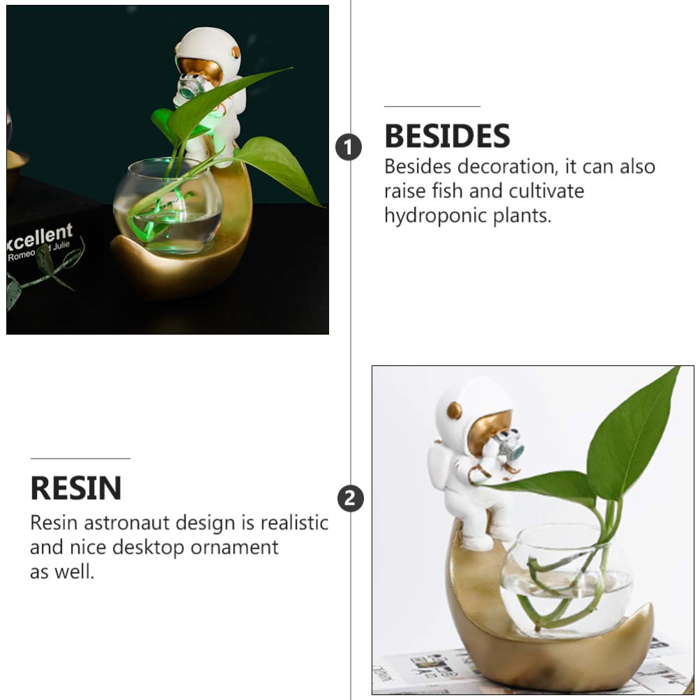 Astronaut Hydroponic Plant Pot - Glass Desk Decor for Home & Office