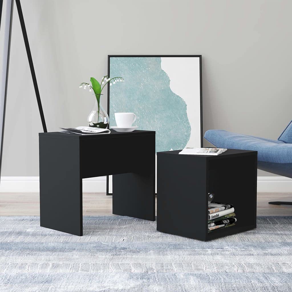 Modern Nested Coffee Table Set - Black 18.9