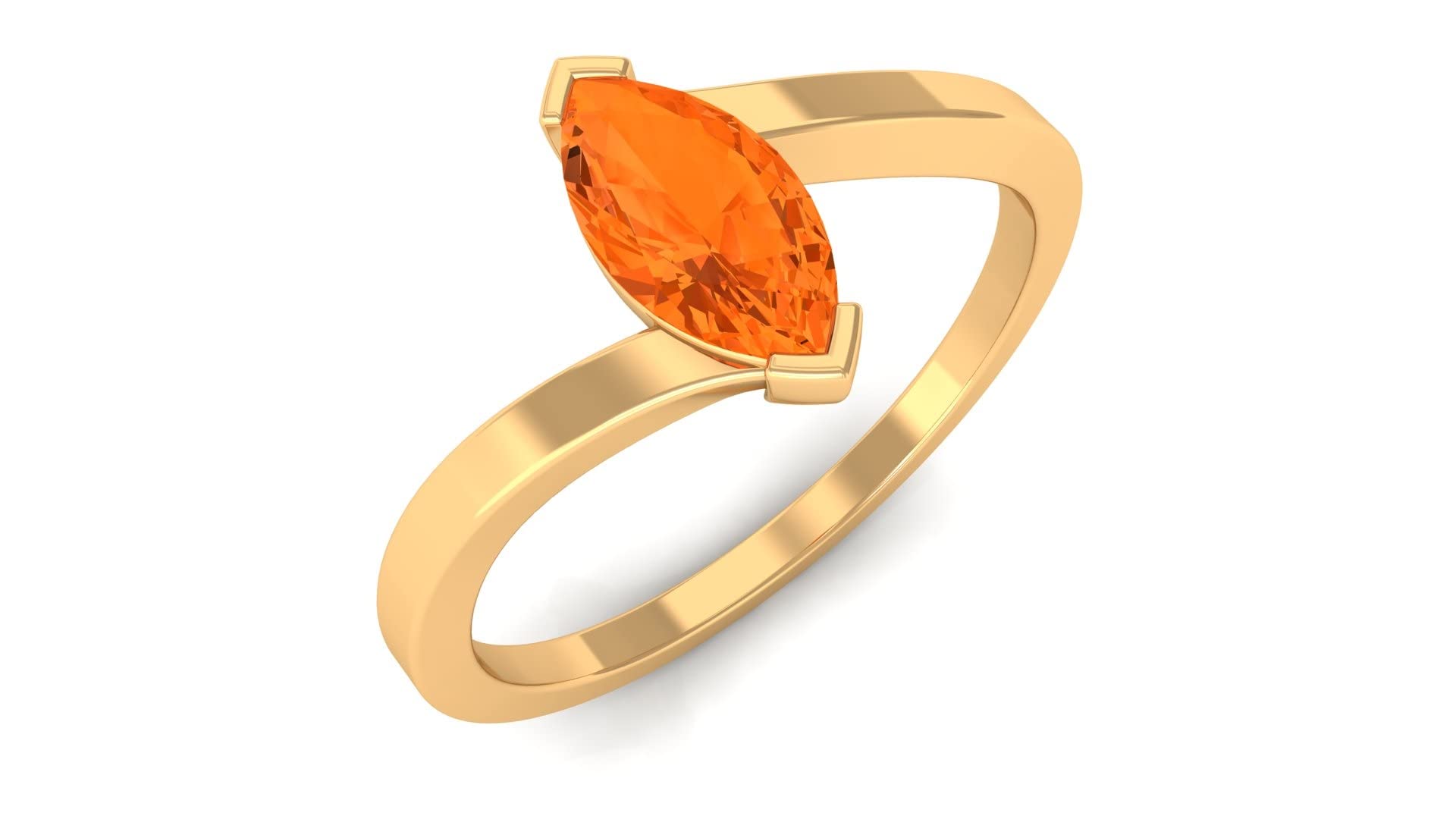 14K Solid Gold Marquise Cut Fire Opal Solitaire Ring for Women | Natural Fire Opal Bypass Ring | Elegant Jewelry Gift for Anniversary, Birthday & Special Occasions