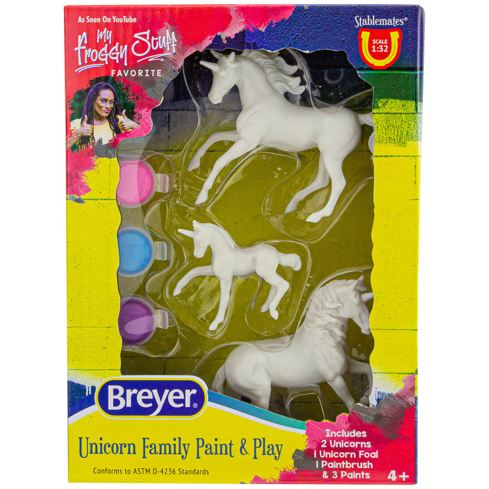 Breyer Stablemates Unicorn Family Paint Set - 1:32 Scale Model Kit for Collectors & Hobbyists - Perfect for DIY Painting, Display & Gift Giving