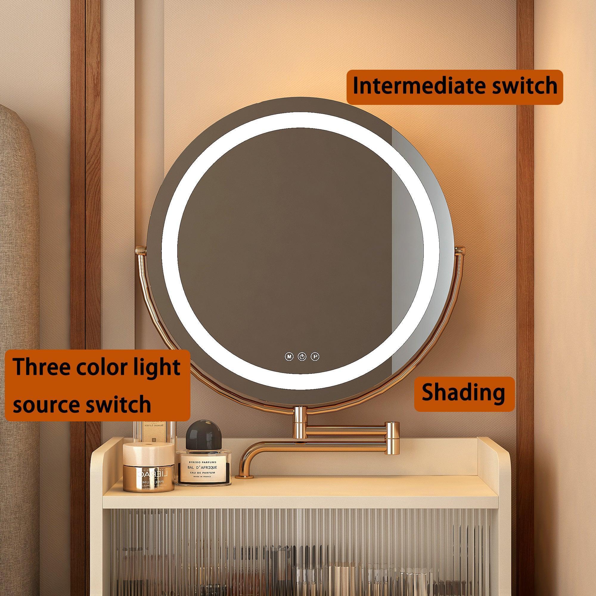 3 in 1 Vanity Desk with LED Mirror, 3 Drawers & Upholstered Stool - Compact Makeup Dressing Table with Lights for Bedroom, Bathroom & Dorm Room Organization