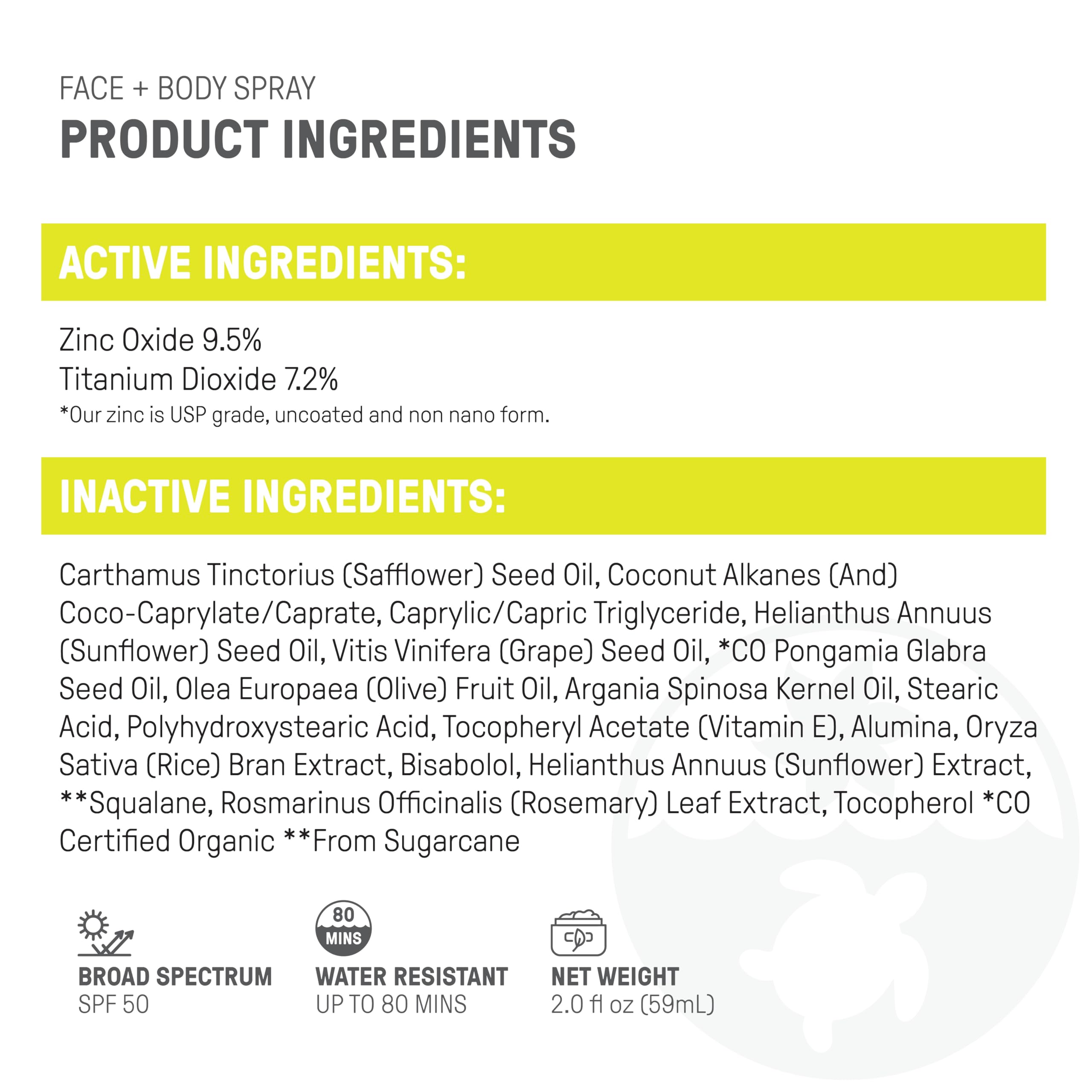 Raw Elements SPF 50 Mineral Sunscreen Spray - All Natural, Reef Safe & Water Resistant | Broad Spectrum UVA/UVB Protection for Face & Body | Safe for Kids & Adults | Travel Size 2oz | Perfect for Beach, Pool, Hiking & Outdoor Activities