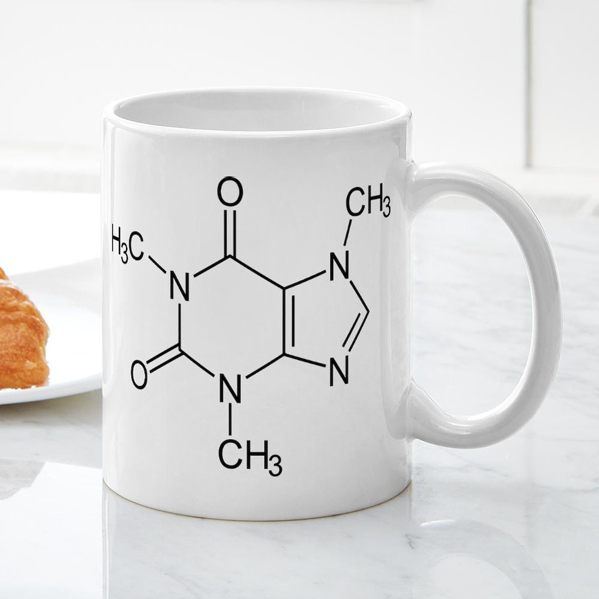 Caffeine Molecule Ceramic Coffee Mug 11 oz (325ml) - Perfect for Coffee Lovers, Science Enthusiasts & Office Use - Great Gift for Chemists & Baristas