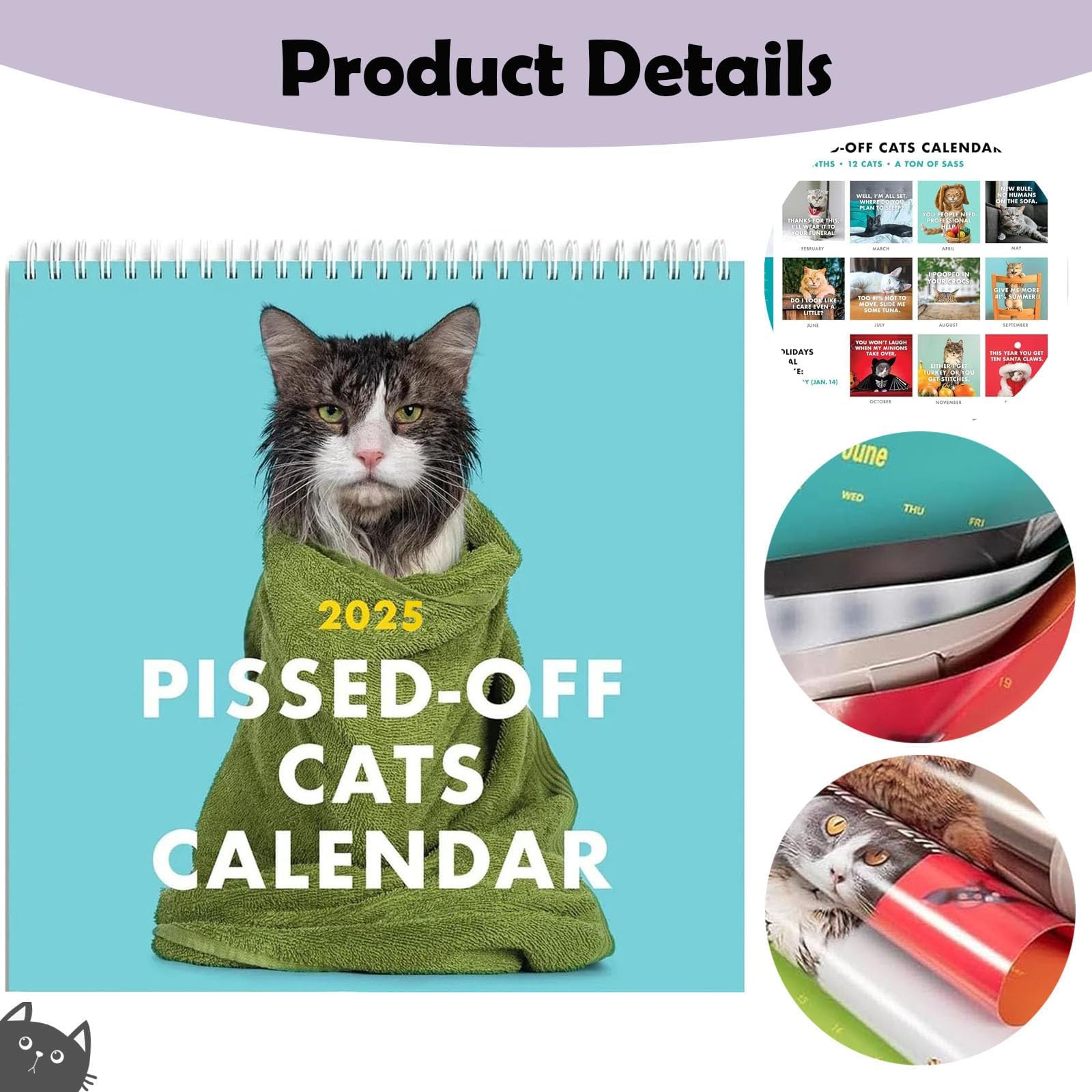 2025 Funny Cat Wall Calendar - Pissed-Off Cats Monthly Planner for Cat Lovers | Cute Creative Calendar with To-Do Lists | Perfect Gift for Office, Home & Classroom Decor