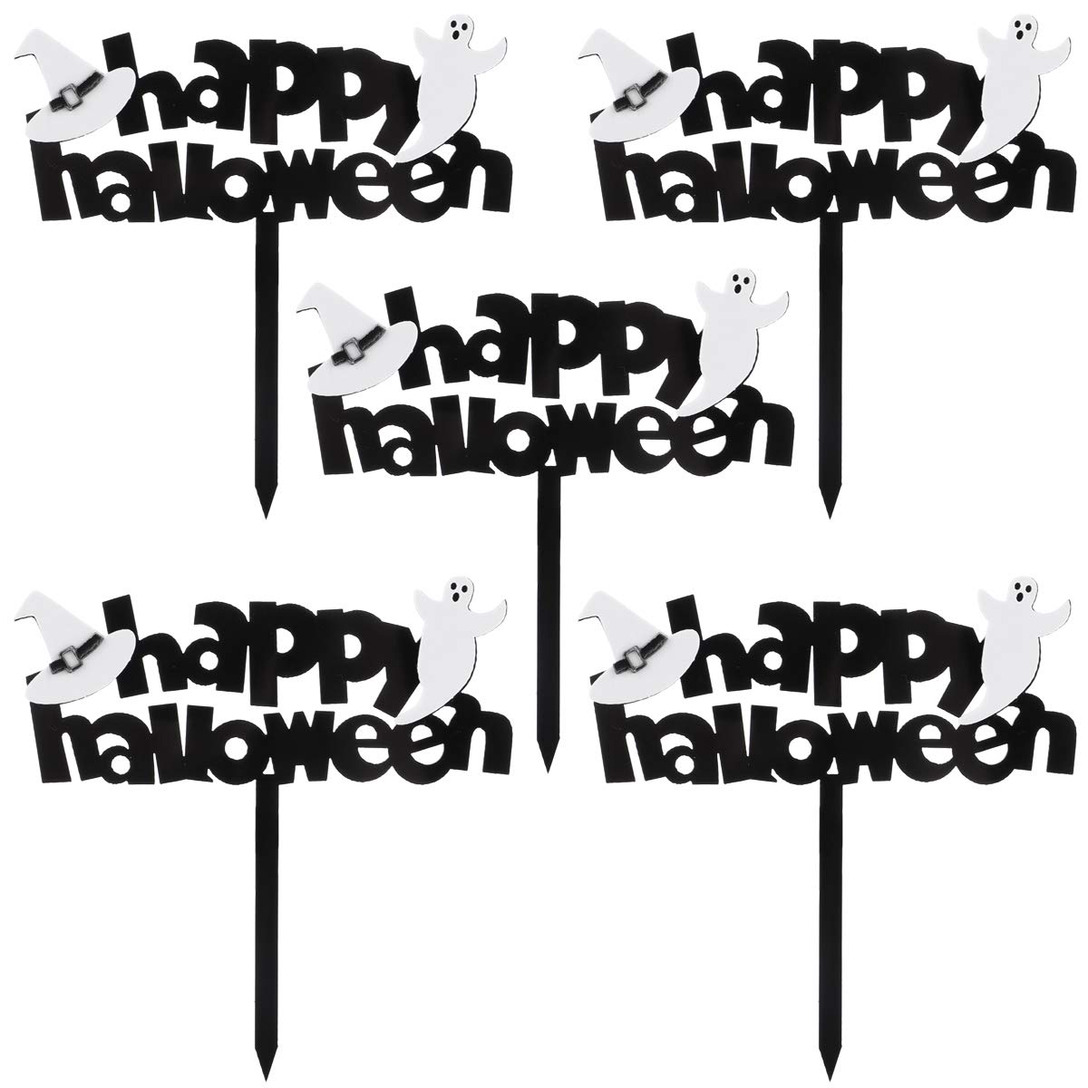 ABOOFAN 5Pcs Halloween Witch Hat Cupcake Toppers - Spooky Cake Decorations for Witch Theme Party Supplies | Perfect for Halloween Baking, Witch Birthday Cakes & Gothic Dessert Displays