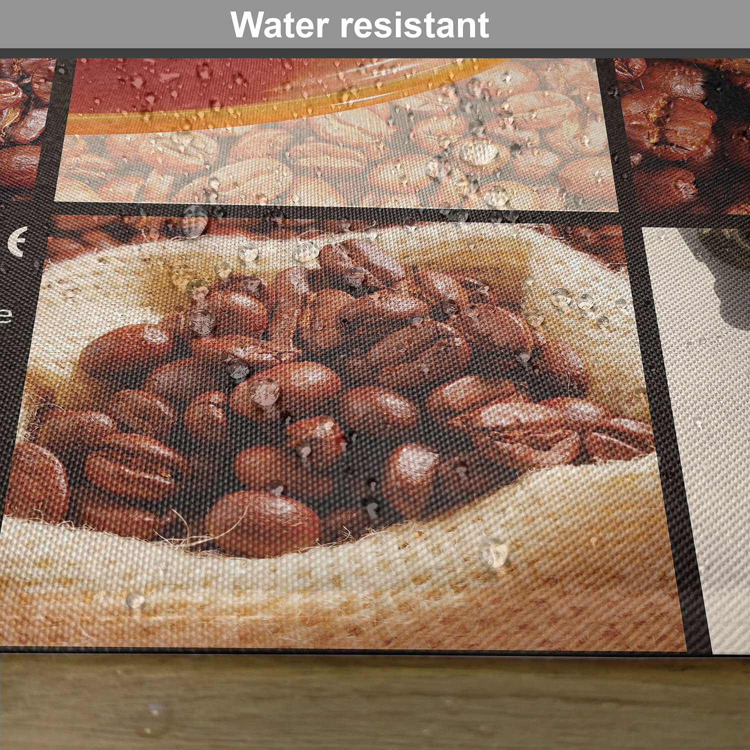 Ambesonne 4-Pack Square Coffee Place Mats Set - Orange Cup Hot Beverage Collage Design, Washable Fabric Dining Table Placemats, Standard Size (Dark Brown/Orange/Beige) - Perfect for Morning Coffee, Breakfast Nook, and Kitchen Decor