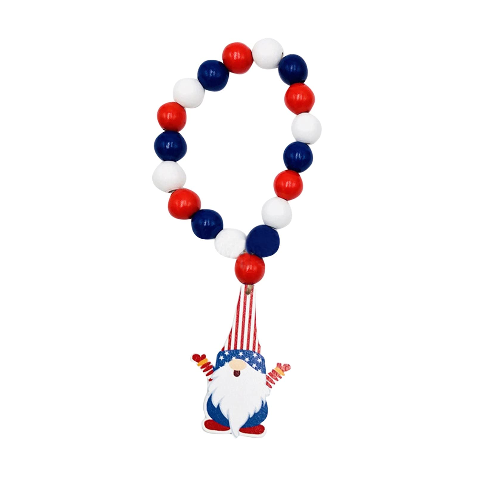 American Flag Wooden Beaded Bracelet Pendant - Patriotic Independence Day Jewelry for Men & Women - Perfect for 4th of July Celebrations, Festivals & National Holidays