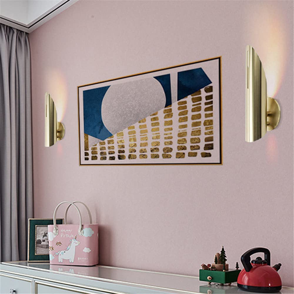 NIUYAO Modern Oblique Cut Tube Wall Sconce with Metal Shade - Gold Finish Postmodern Indoor Lighting Fixture for Living Room, Bedroom & Hallway Decor