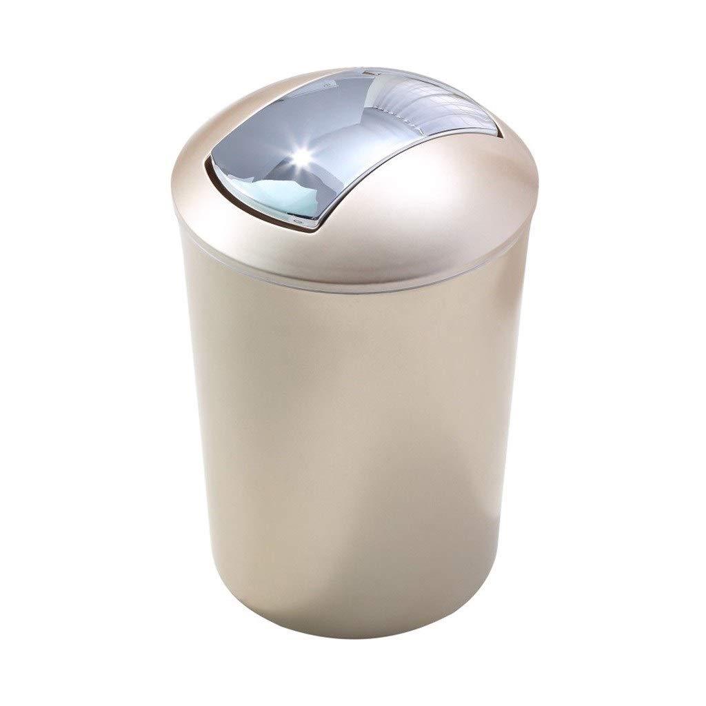 Creative Flip-Top Garbage Can for Bathroom, Toilet, Living Room & Household - Gold Small Trash Bin | Space-Saving, Odor Control & Stylish Waste Paper Basket for Home & Office Use