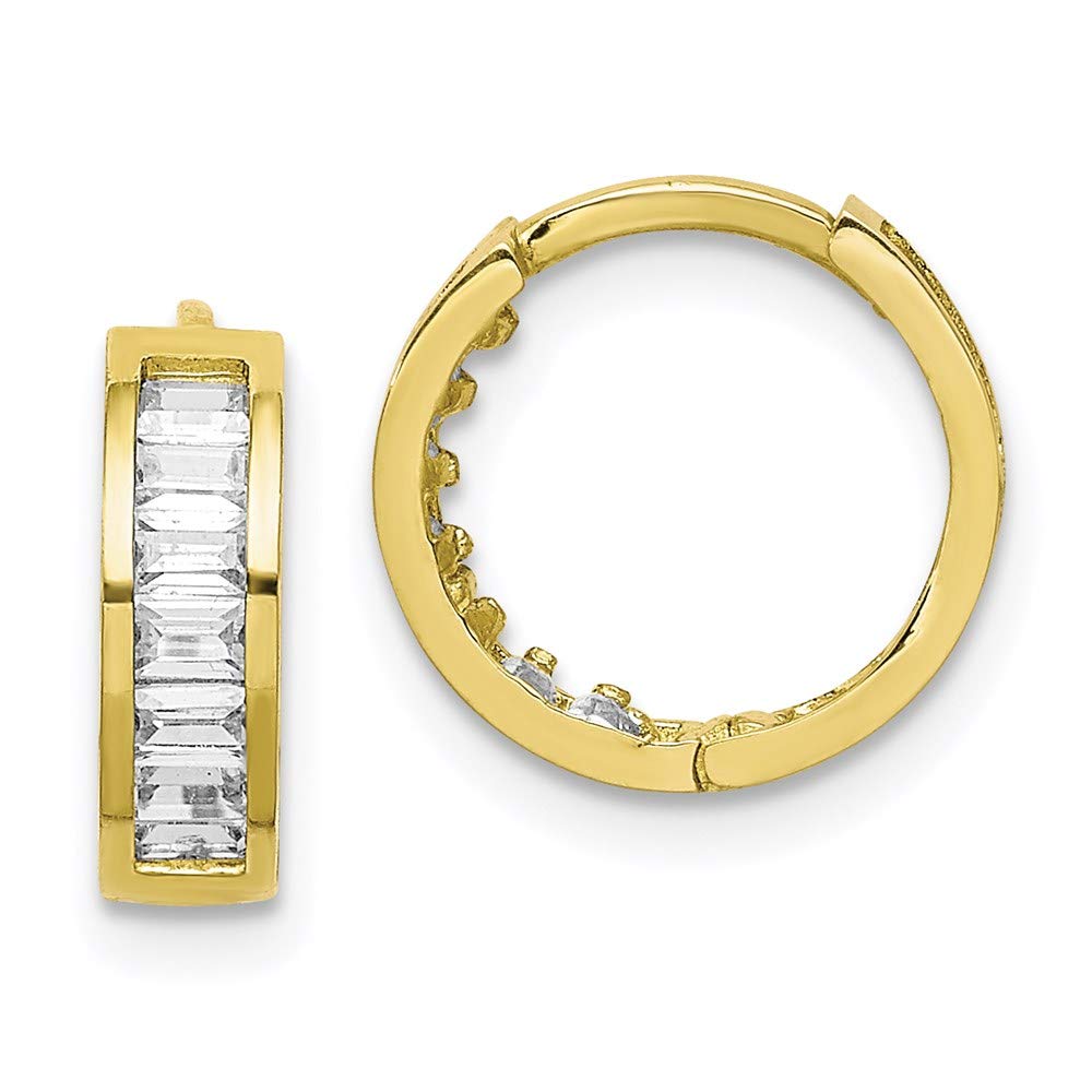 10K Yellow Gold Cubic Zirconia Hinged Hoop Earrings for Women - Elegant Fine Jewelry Gift for Her - Perfect for Weddings, Parties & Everyday Wear