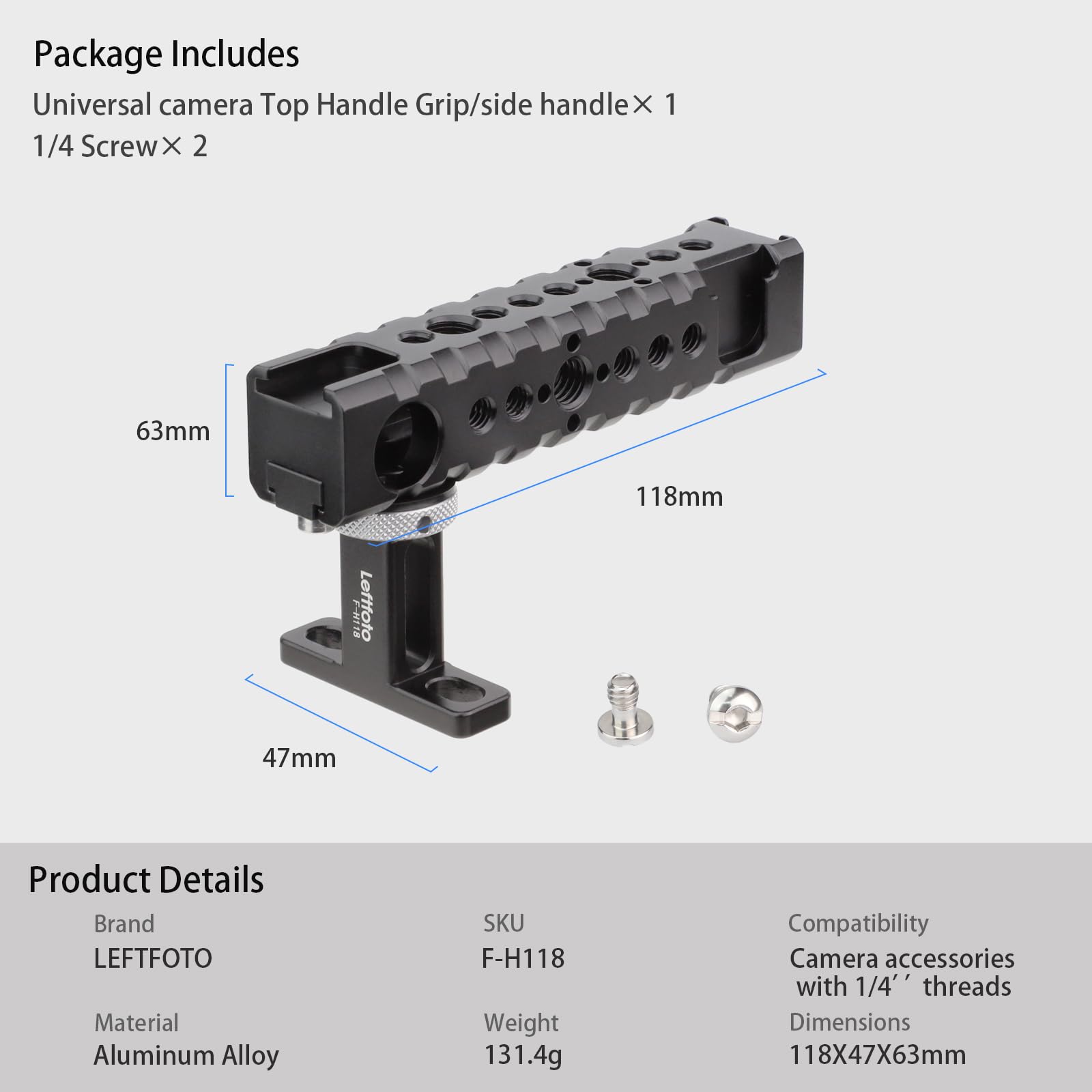 Universal DSLR Camera Top Handle & Side Handle Grip - Compatible with DSLR Cameras, Video Camcorders, Film Rigs - Includes Shoe Mount for LED Lights & Microphones - Perfect for Videography, Filmmaking, and Professional Video Production