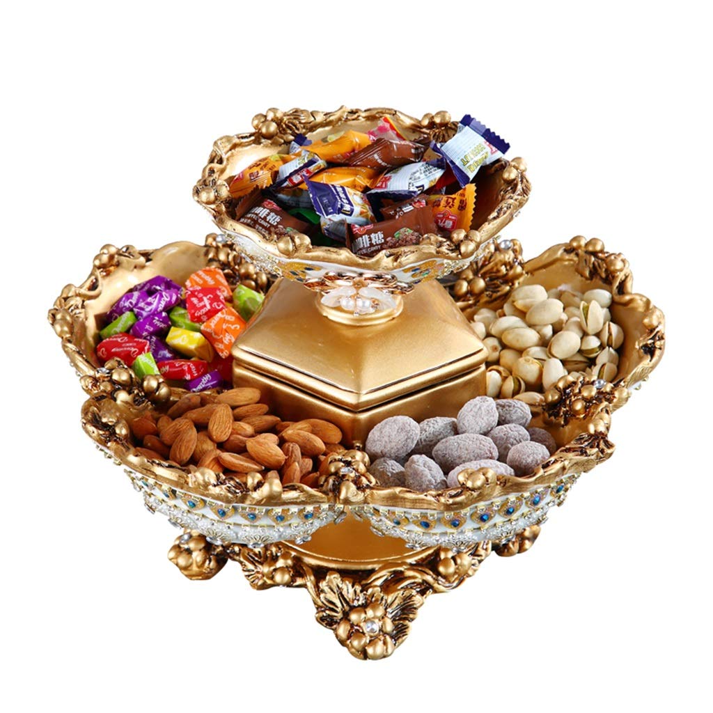Premium Gold Snack Serving Platter - 31.5cm Creative Multifunctional Nut Bowl for Nuts, Dried Fruits & Candy | Elegant Home Living Room Coffee Table Tray for Parties, Entertaining & Daily Snacking