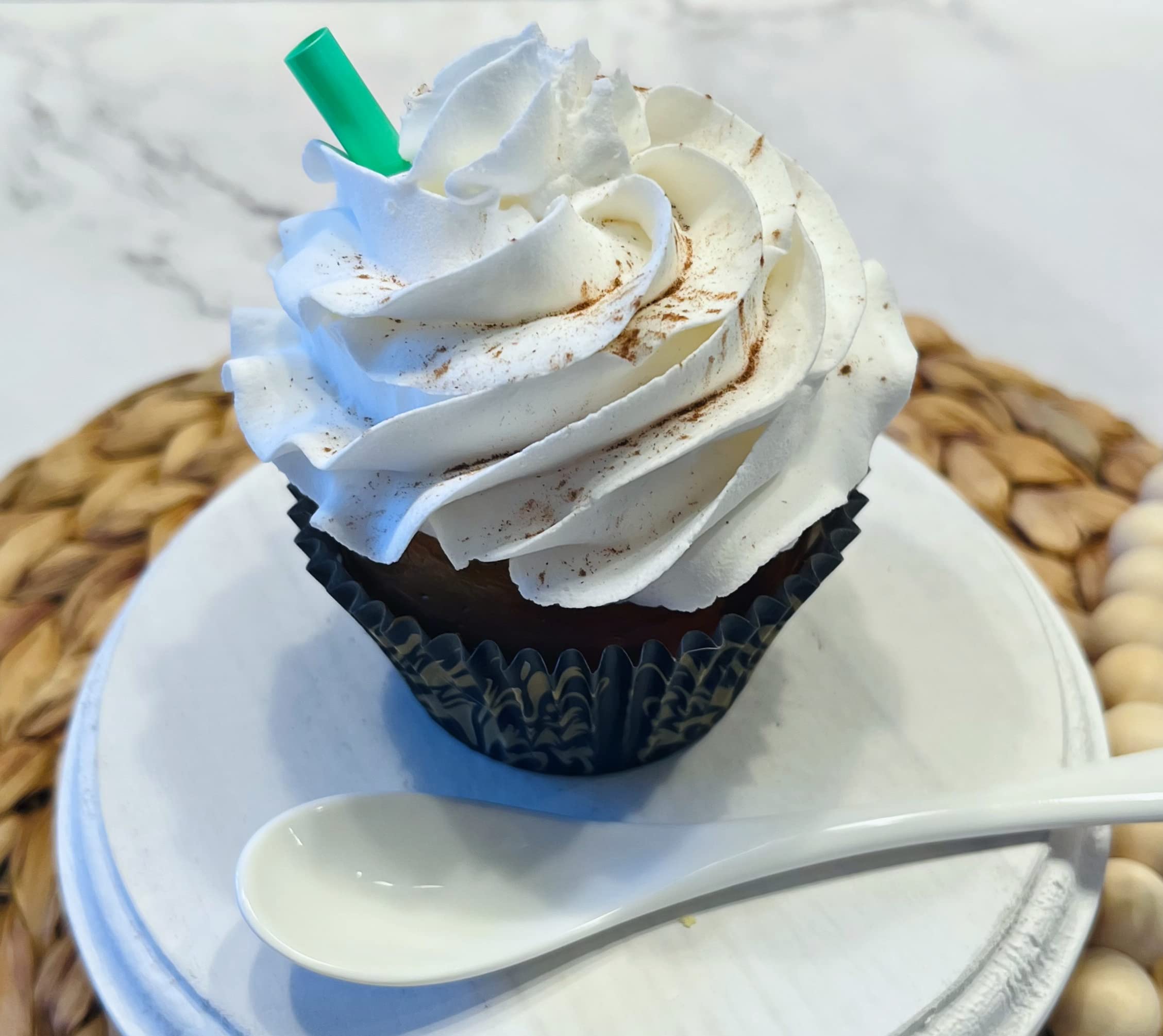 Artificial Cupcakes for Display - Fake Coffee Latte Cake Decorations - Faux Dessert Props for Home & Kitchen Decor - 3-Piece Fake Food Set - Perfect for Party Decor, Photography Props, and Table Centerpieces